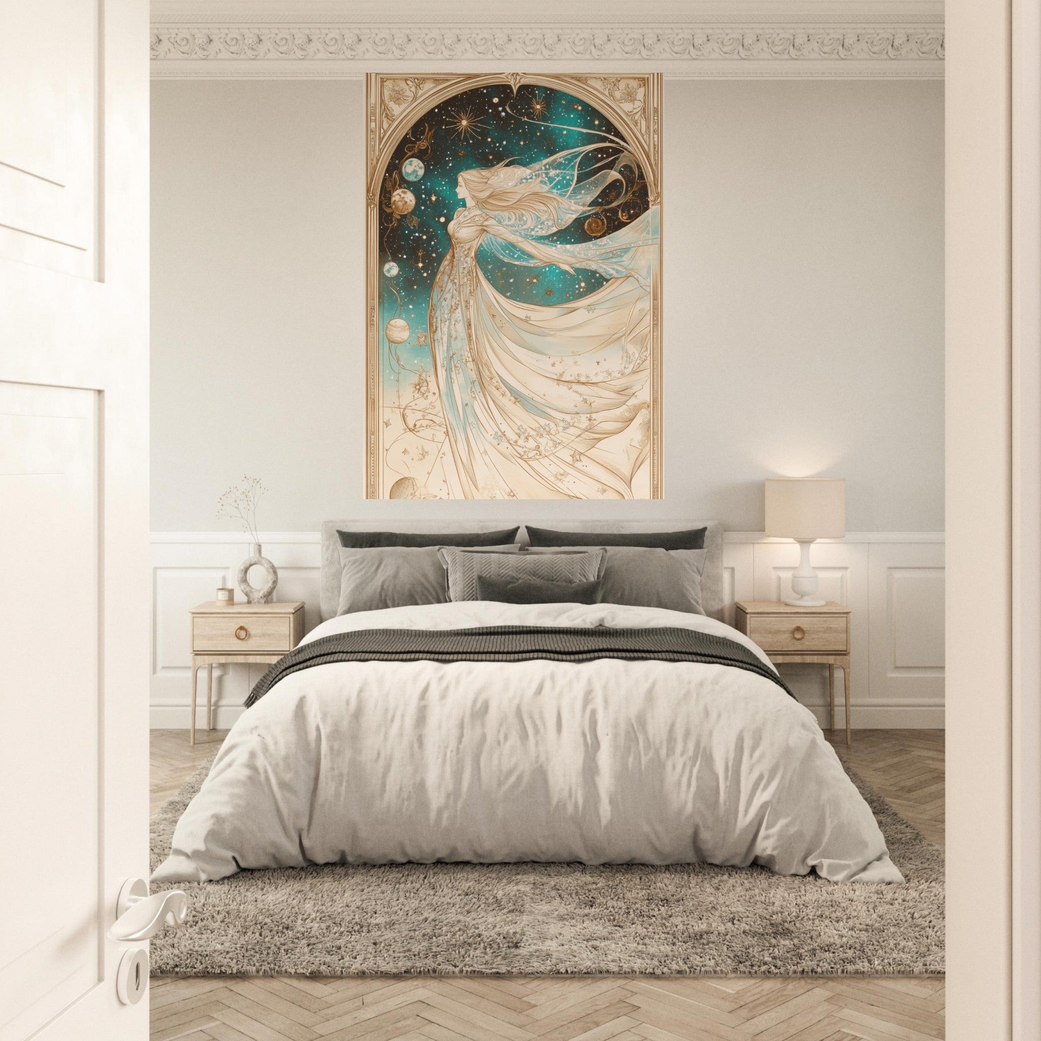Fine Art Poster Portrait - The Cosmic Muse A hand - drawn illustration 2 - Shop Ai Art WebShop - Digital Art online Store