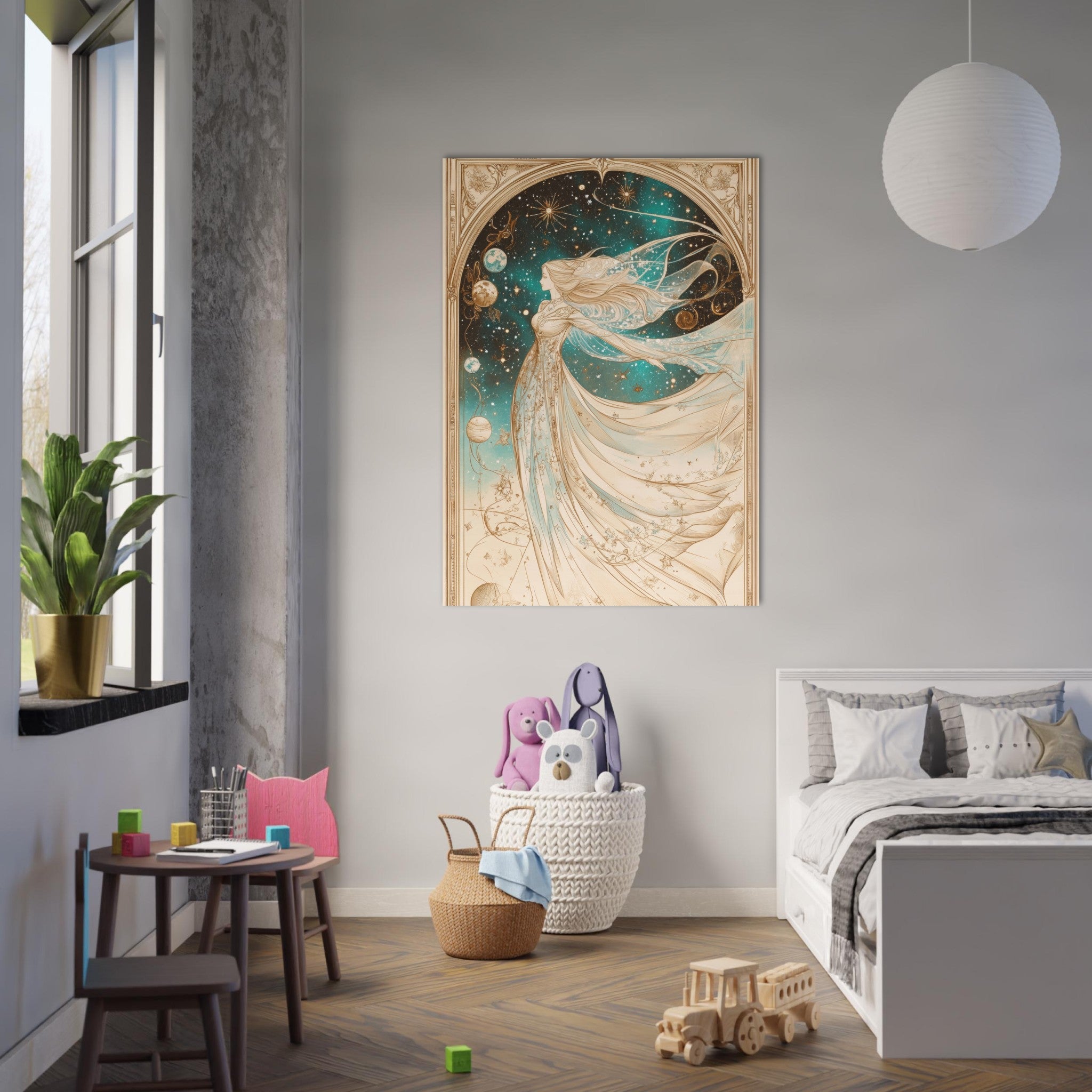 Fine Art Poster Portrait - The Cosmic Muse A hand - drawn illustration 2 - Shop Ai Art WebShop - Digital Art online Store
