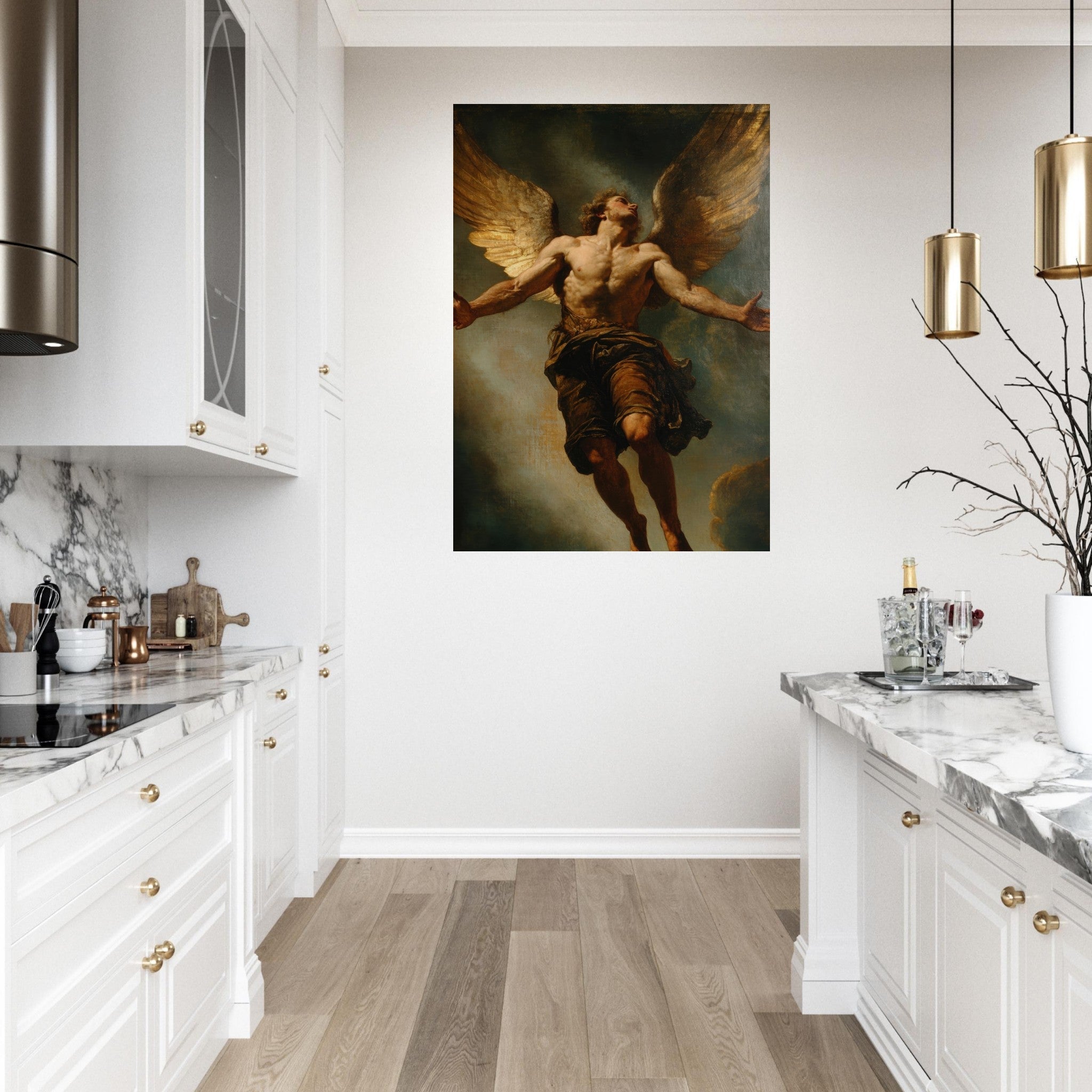 Fine Art Poster Portrait - The Fallen Angels Descent Baroque Mythological 3 - Shop Ai Art WebShop - Digital Art online Store