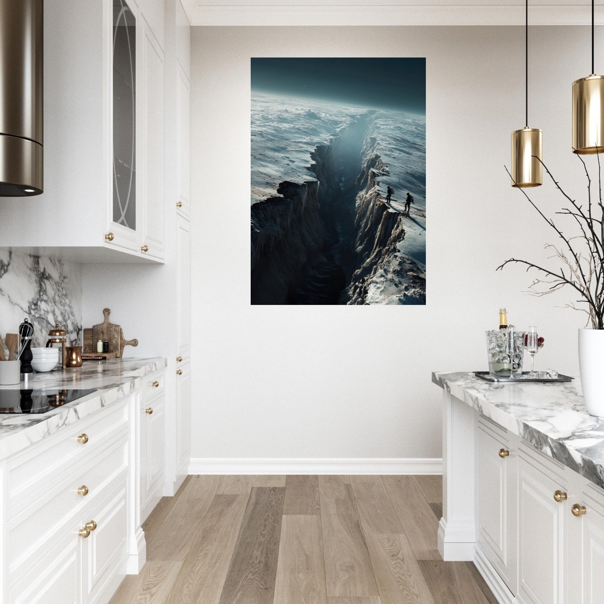 Fine Art Poster Portrait - The Frozen Wasteland of Europa An expedition tea - Shop Ai Art WebShop - Digital Art online Store