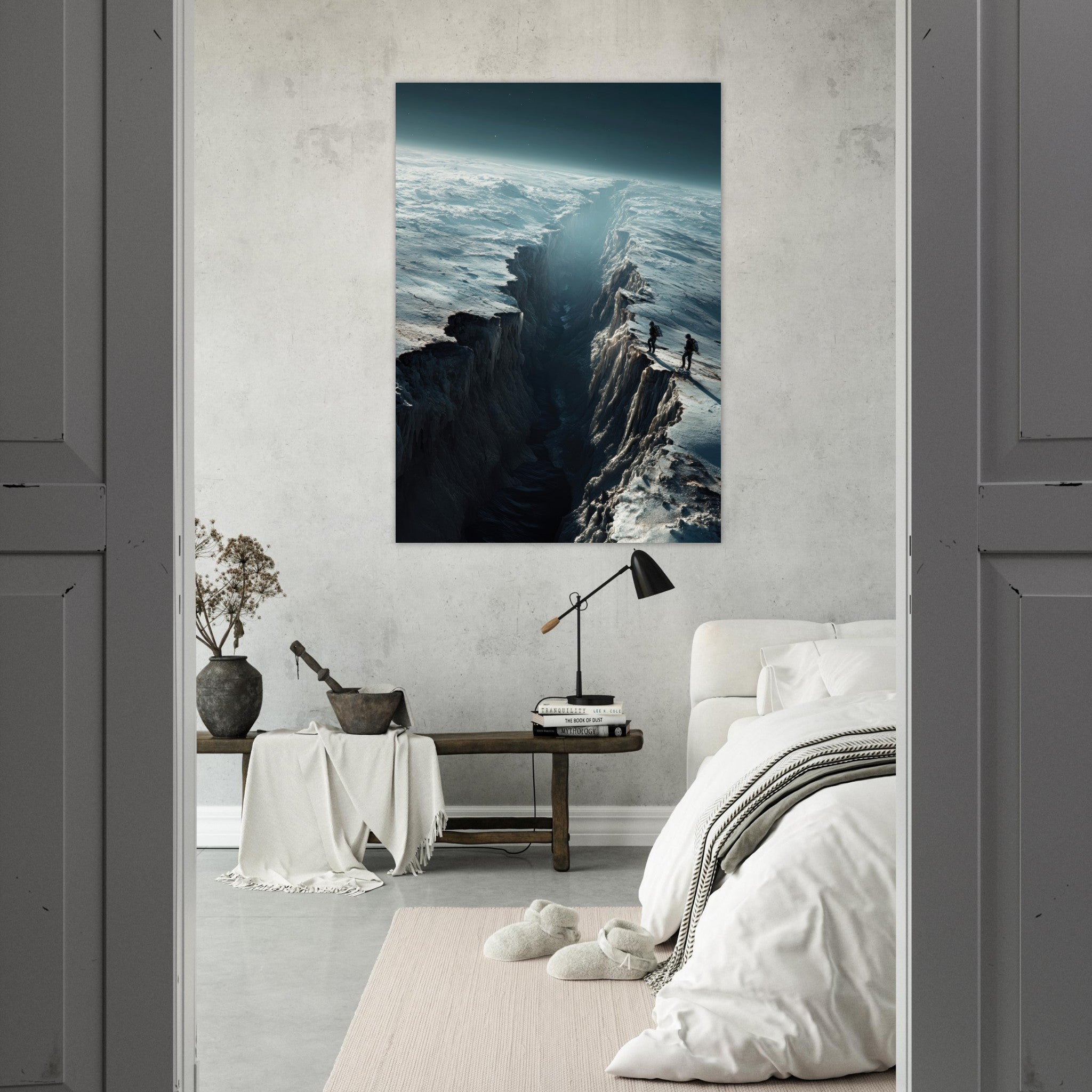 Fine Art Poster Portrait - The Frozen Wasteland of Europa An expedition tea - Shop Ai Art WebShop - Digital Art online Store