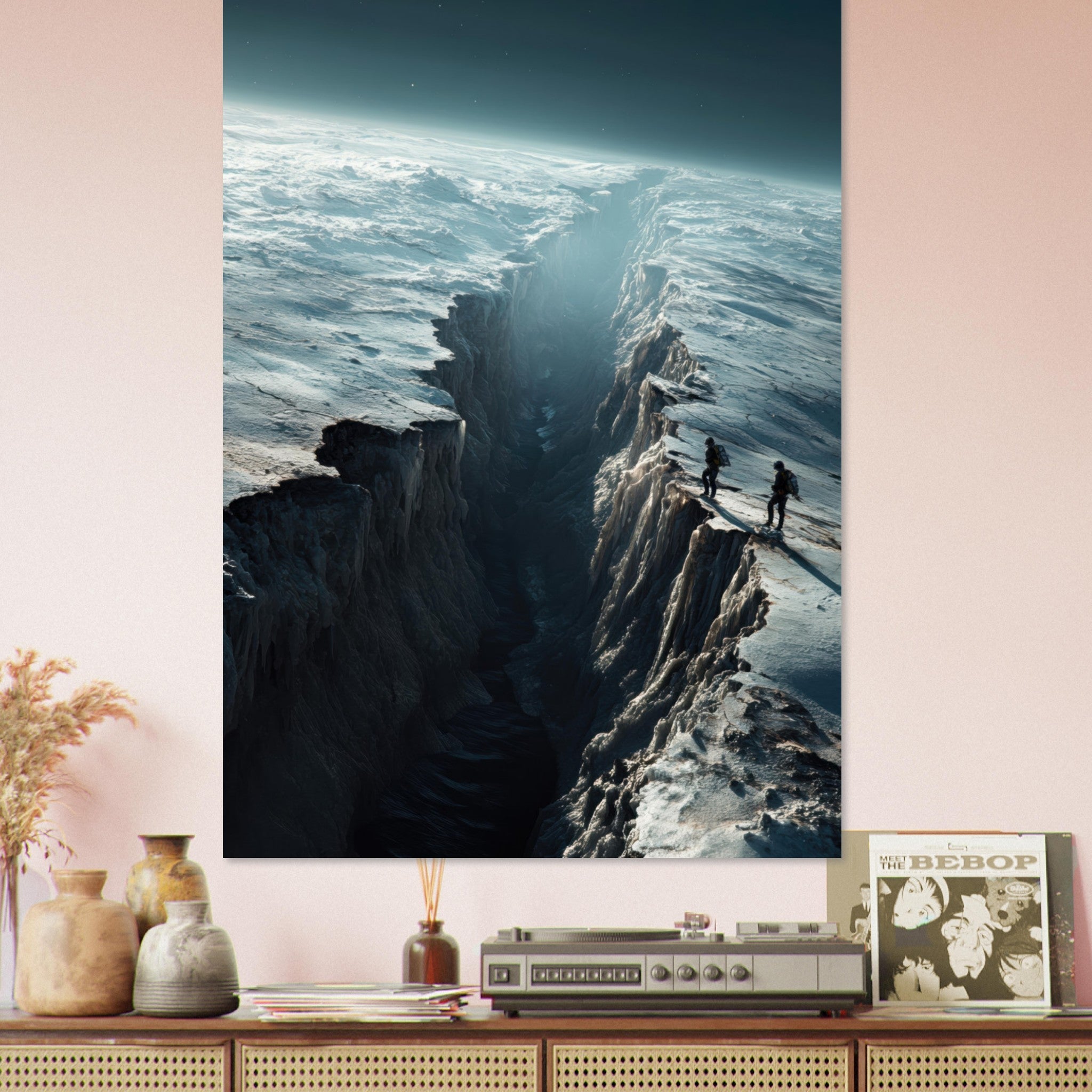 Fine Art Poster Portrait - The Frozen Wasteland of Europa An expedition tea - Shop Ai Art WebShop - Digital Art online Store