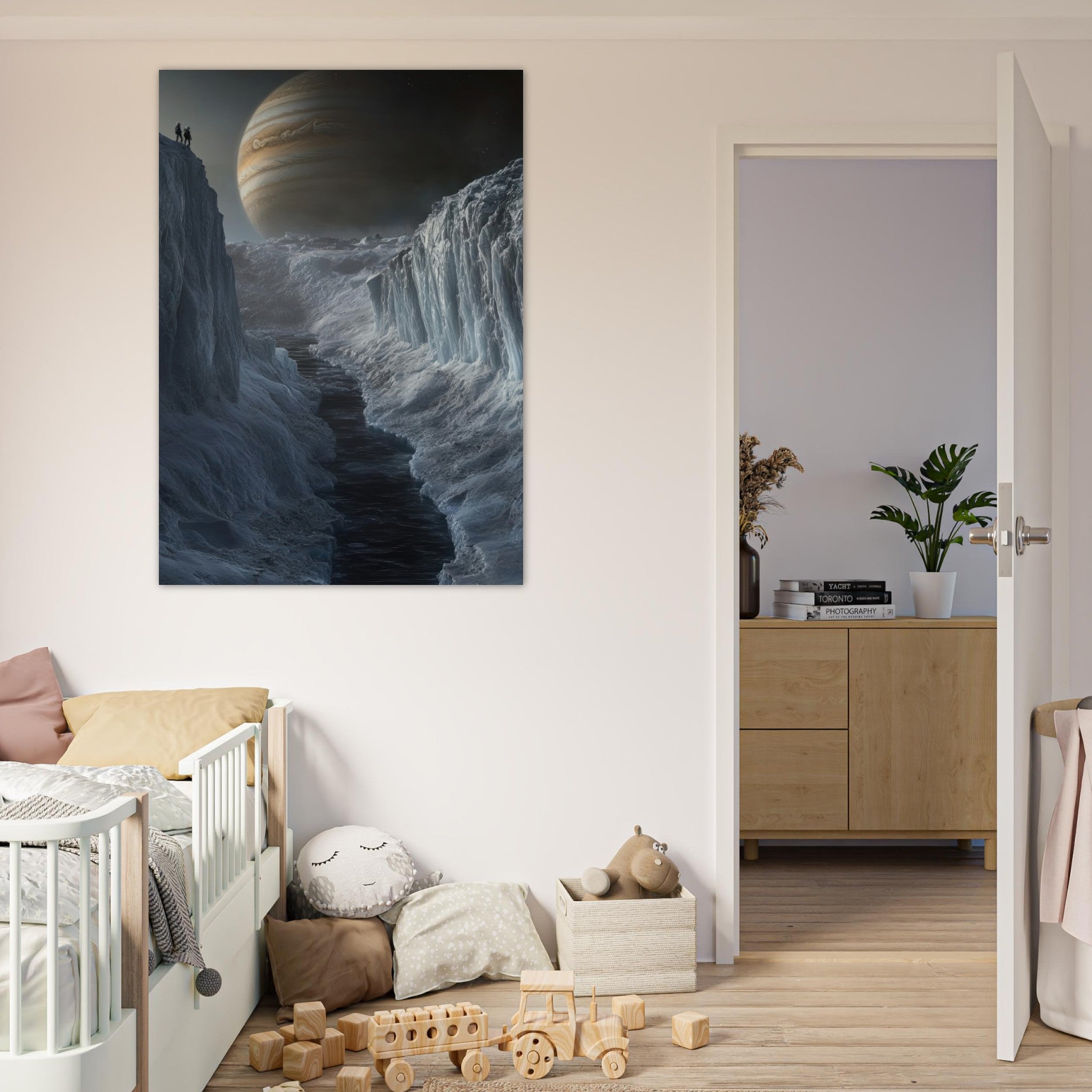 Fine Art Poster Portrait - The Frozen Wasteland of Europa An expedition tea 2 - Shop Ai Art WebShop - Digital Art online Store