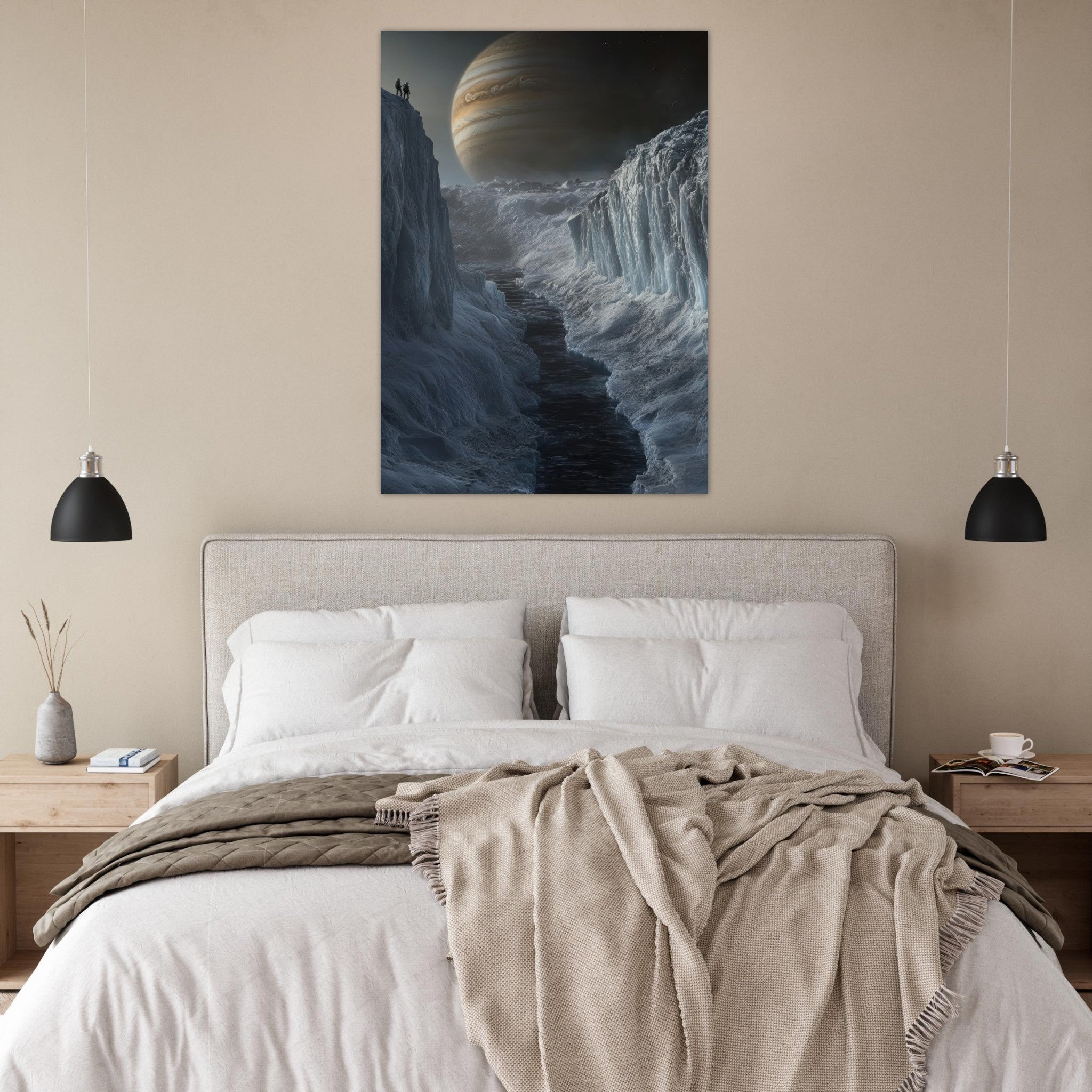Fine Art Poster Portrait - The Frozen Wasteland of Europa An expedition tea 2 - Shop Ai Art WebShop - Digital Art online Store