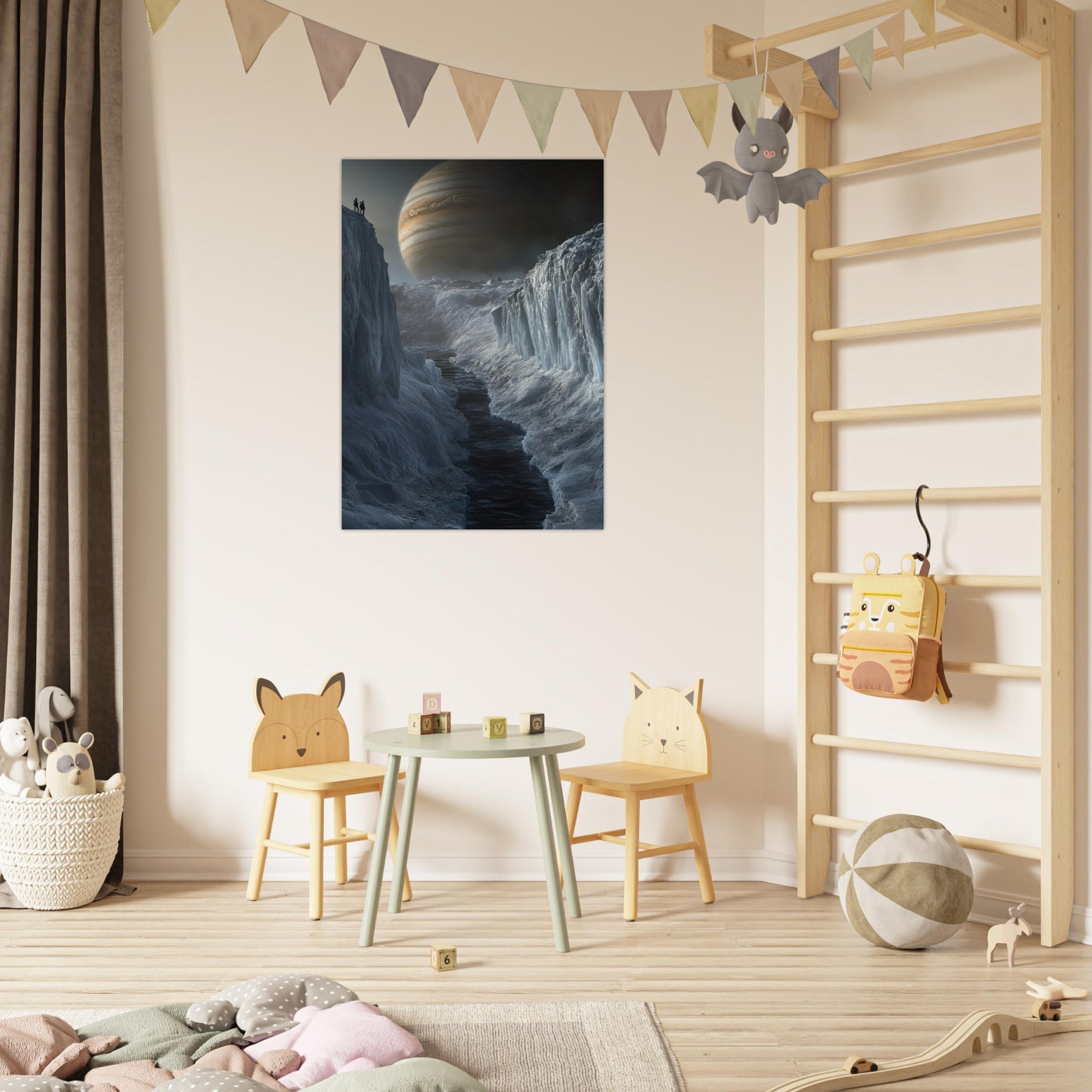 Fine Art Poster Portrait - The Frozen Wasteland of Europa An expedition tea 2 - Shop Ai Art WebShop - Digital Art online Store