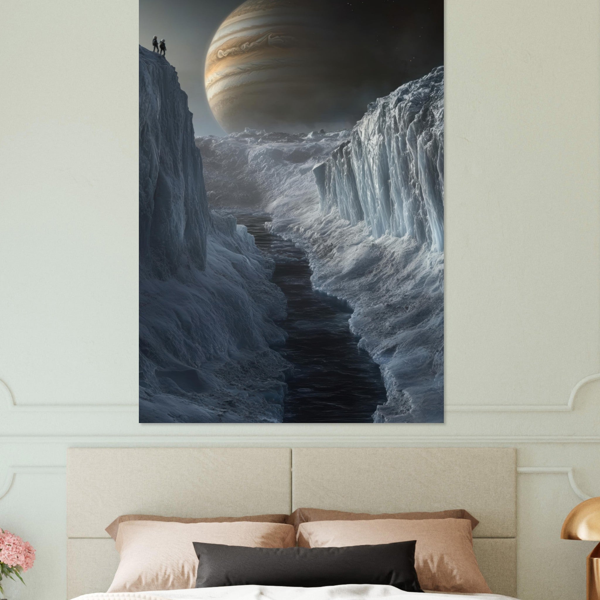 Fine Art Poster Portrait - The Frozen Wasteland of Europa An expedition tea 2 - Shop Ai Art WebShop - Digital Art online Store