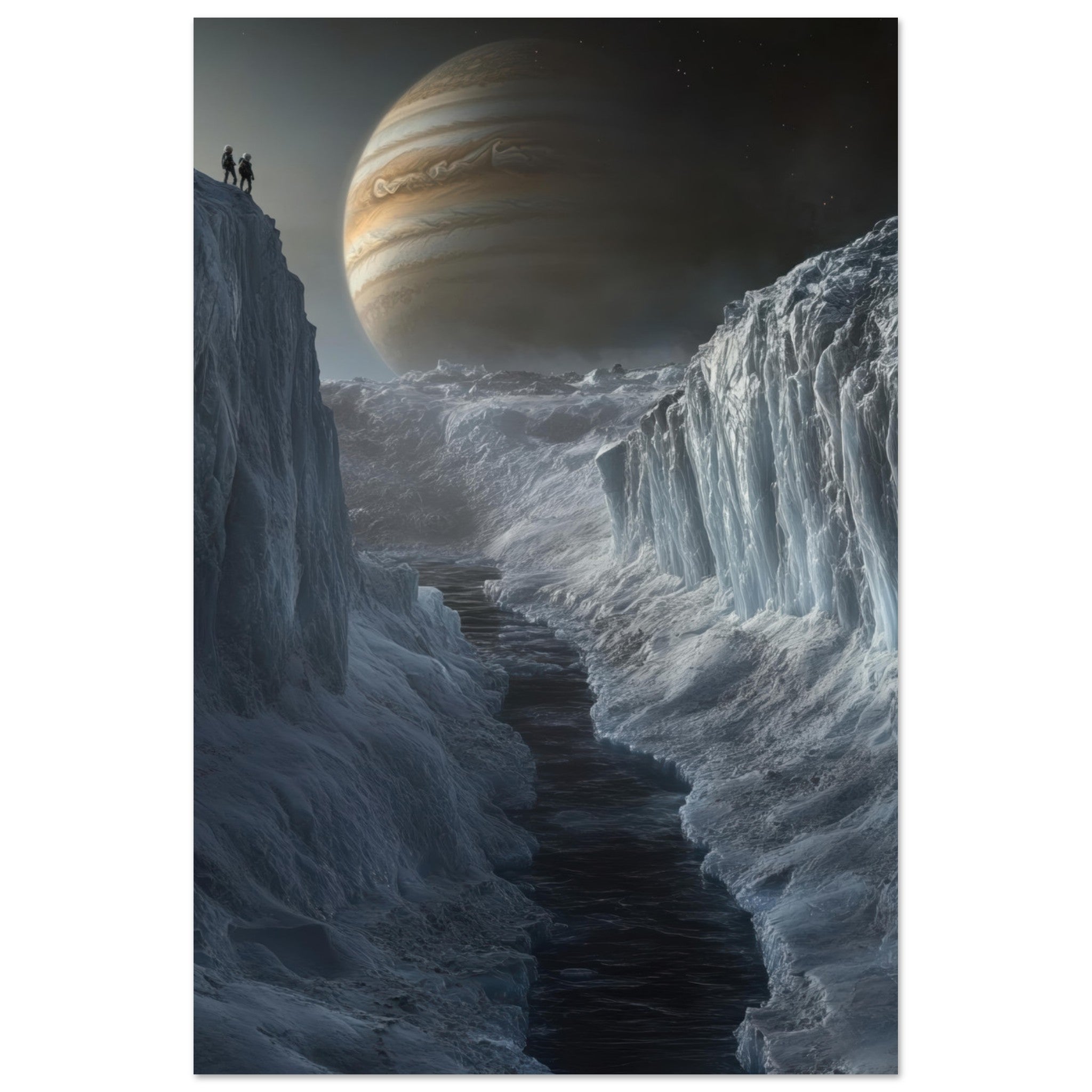 Fine Art Poster Portrait - The Frozen Wasteland of Europa An expedition tea 2 - Shop Ai Art WebShop - Digital Art online Store