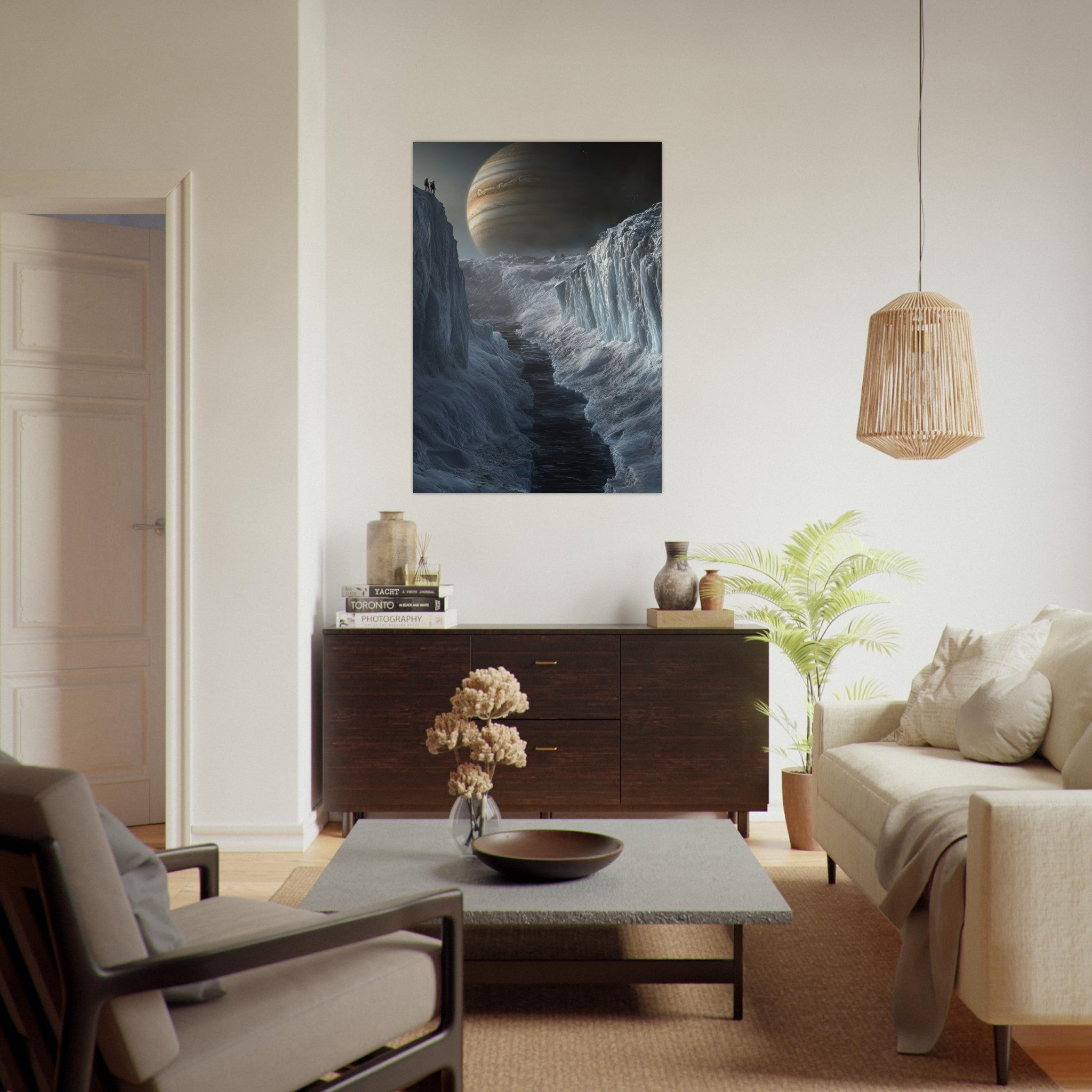 Fine Art Poster Portrait - The Frozen Wasteland of Europa An expedition tea 2 - Shop Ai Art WebShop - Digital Art online Store