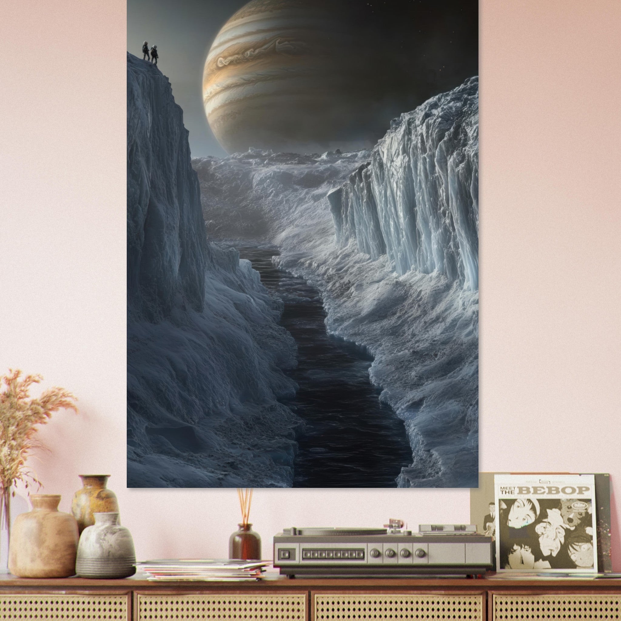Fine Art Poster Portrait - The Frozen Wasteland of Europa An expedition tea 2 - Shop Ai Art WebShop - Digital Art online Store