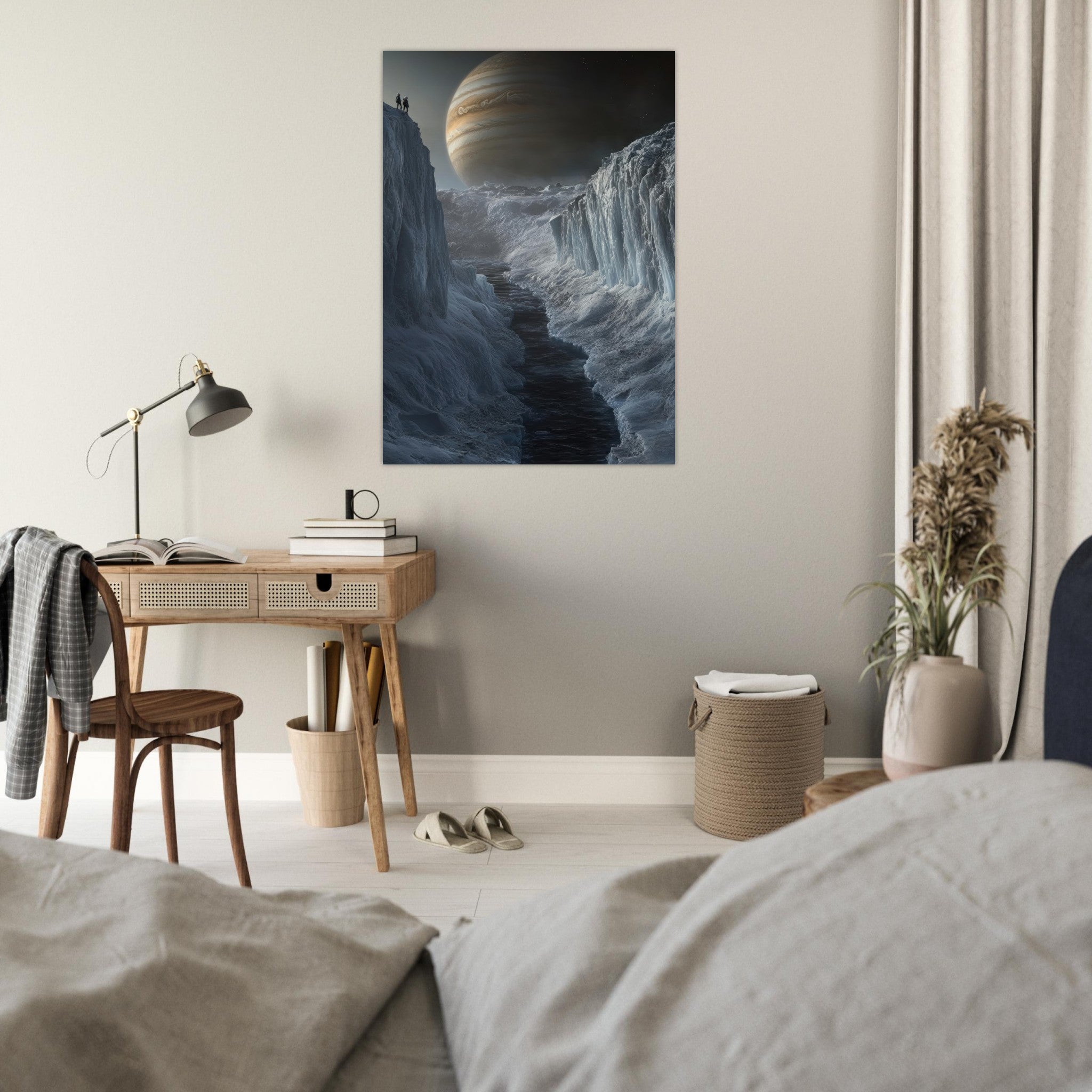 Fine Art Poster Portrait - The Frozen Wasteland of Europa An expedition tea 2 - Shop Ai Art WebShop - Digital Art online Store