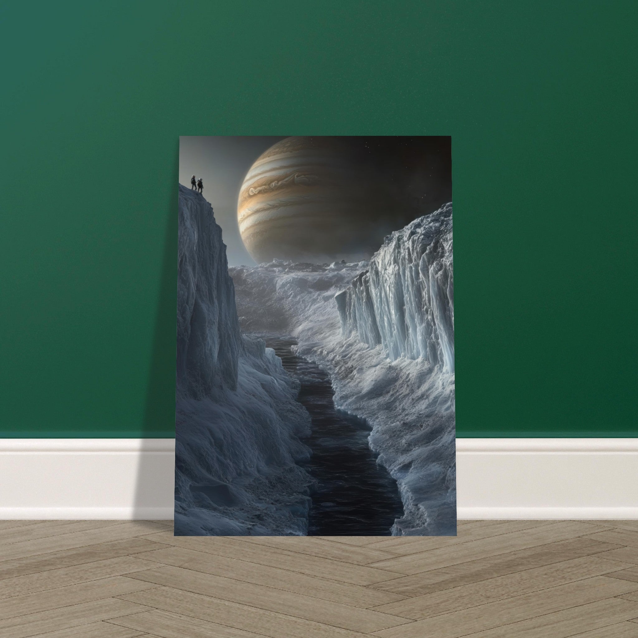 Fine Art Poster Portrait - The Frozen Wasteland of Europa An expedition tea 2 - Shop Ai Art WebShop - Digital Art online Store