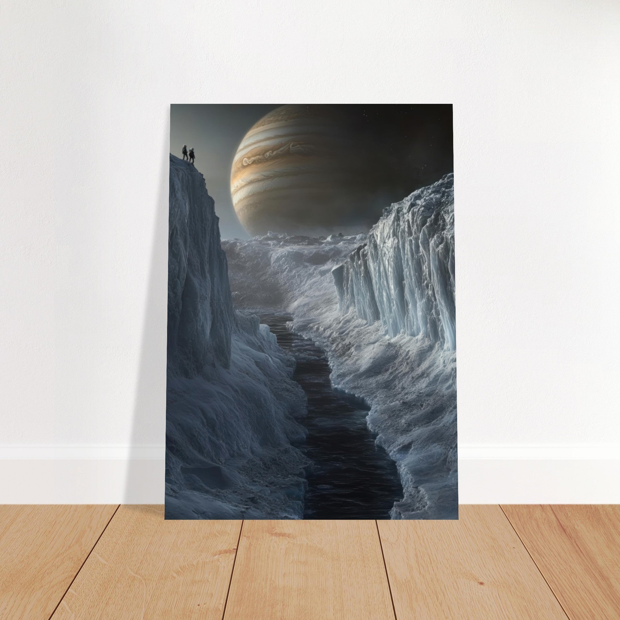 Fine Art Poster Portrait - The Frozen Wasteland of Europa An expedition tea 2 - Shop Ai Art WebShop - Digital Art online Store