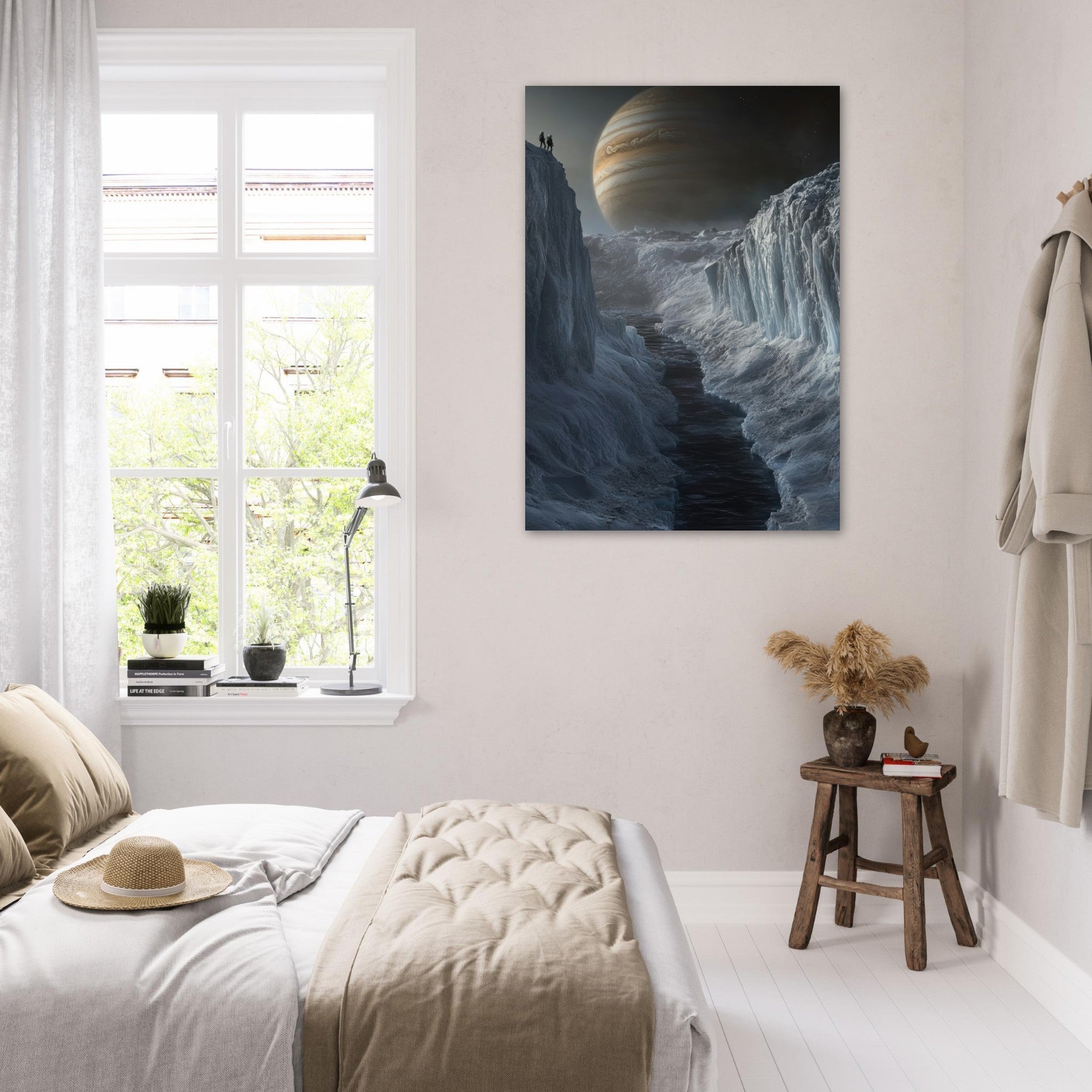 Fine Art Poster Portrait - The Frozen Wasteland of Europa An expedition tea 2 - Shop Ai Art WebShop - Digital Art online Store