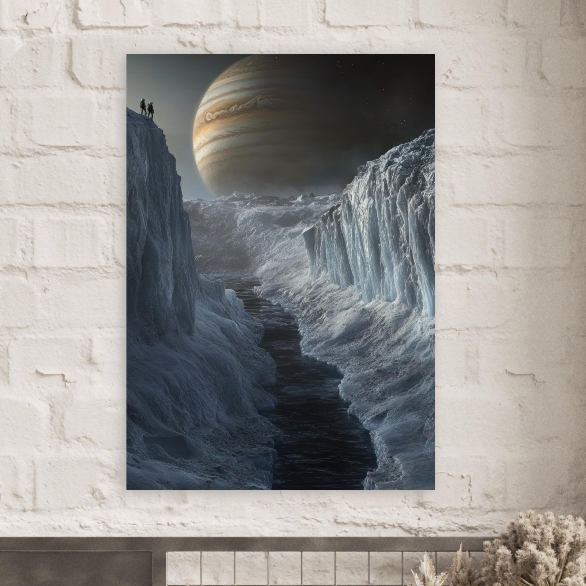 Fine Art Poster Portrait - The Frozen Wasteland of Europa An expedition tea 2 - Shop Ai Art WebShop - Digital Art online Store