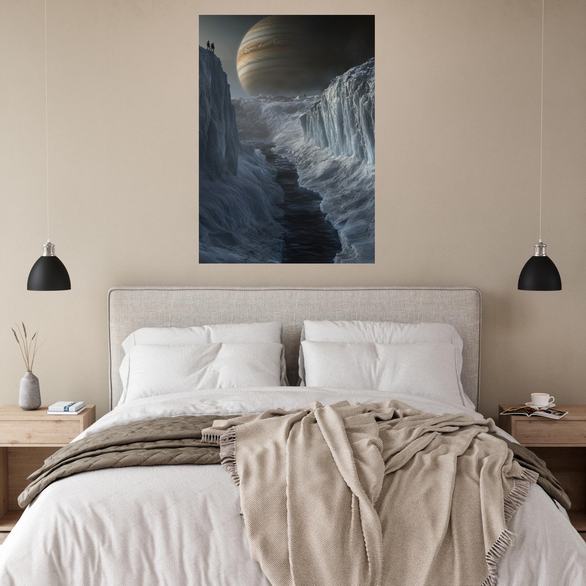 Fine Art Poster Portrait - The Frozen Wasteland of Europa An expedition tea 2 - Shop Ai Art WebShop - Digital Art online Store