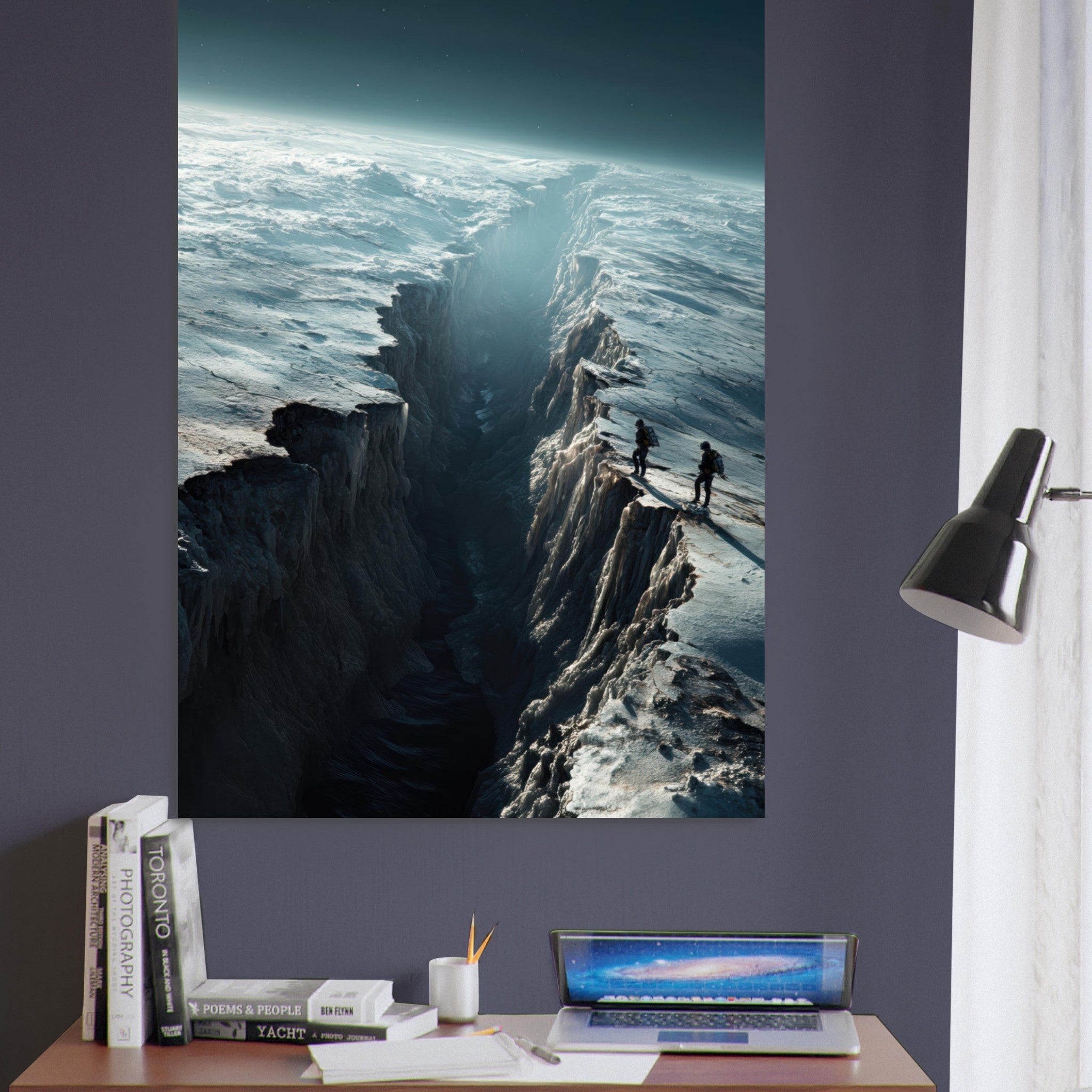 Fine Art Poster Portrait - The Frozen Wasteland of Europa An expedition tea - Shop Ai Art WebShop - Digital Art online Store