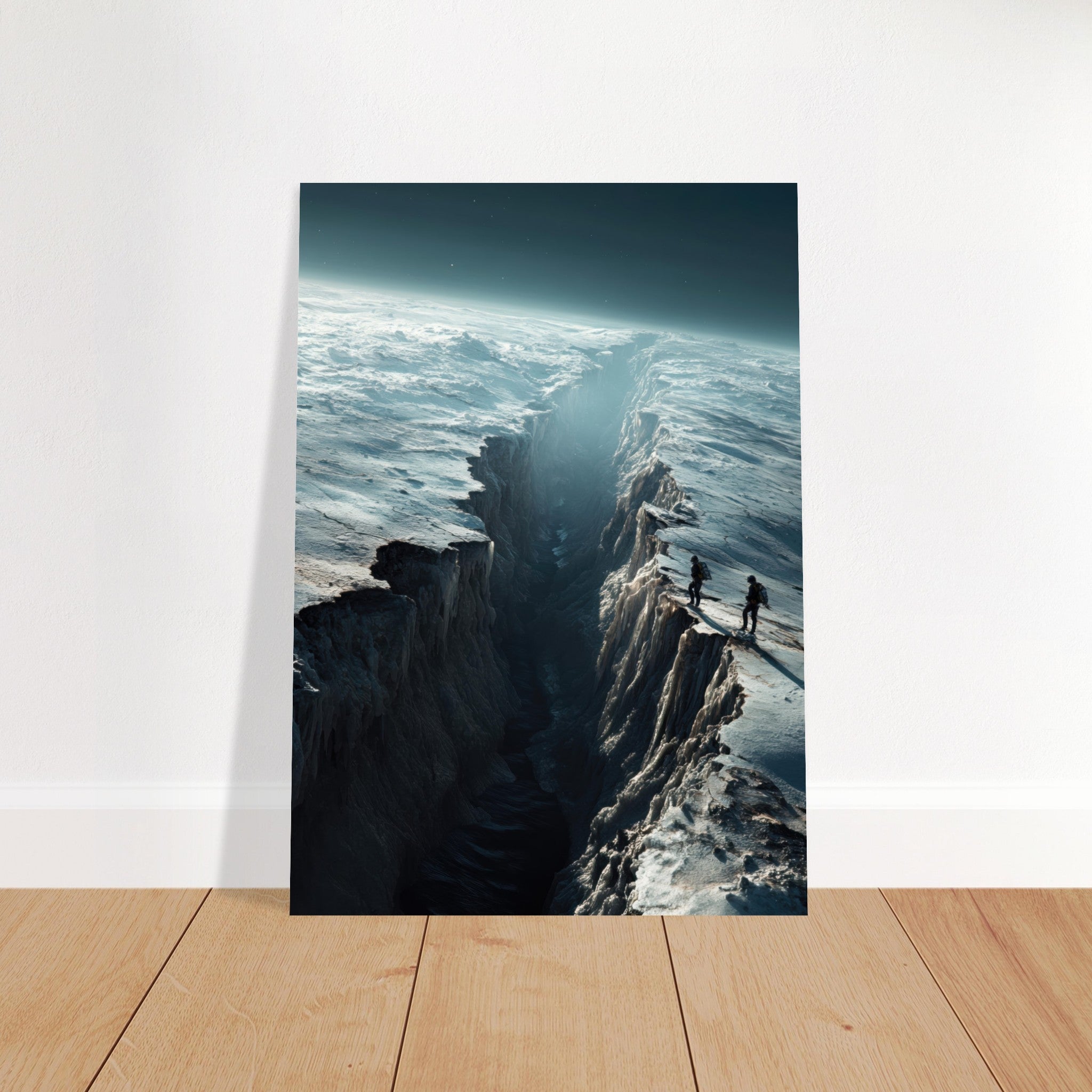 Fine Art Poster Portrait - The Frozen Wasteland of Europa An expedition tea - Shop Ai Art WebShop - Digital Art online Store