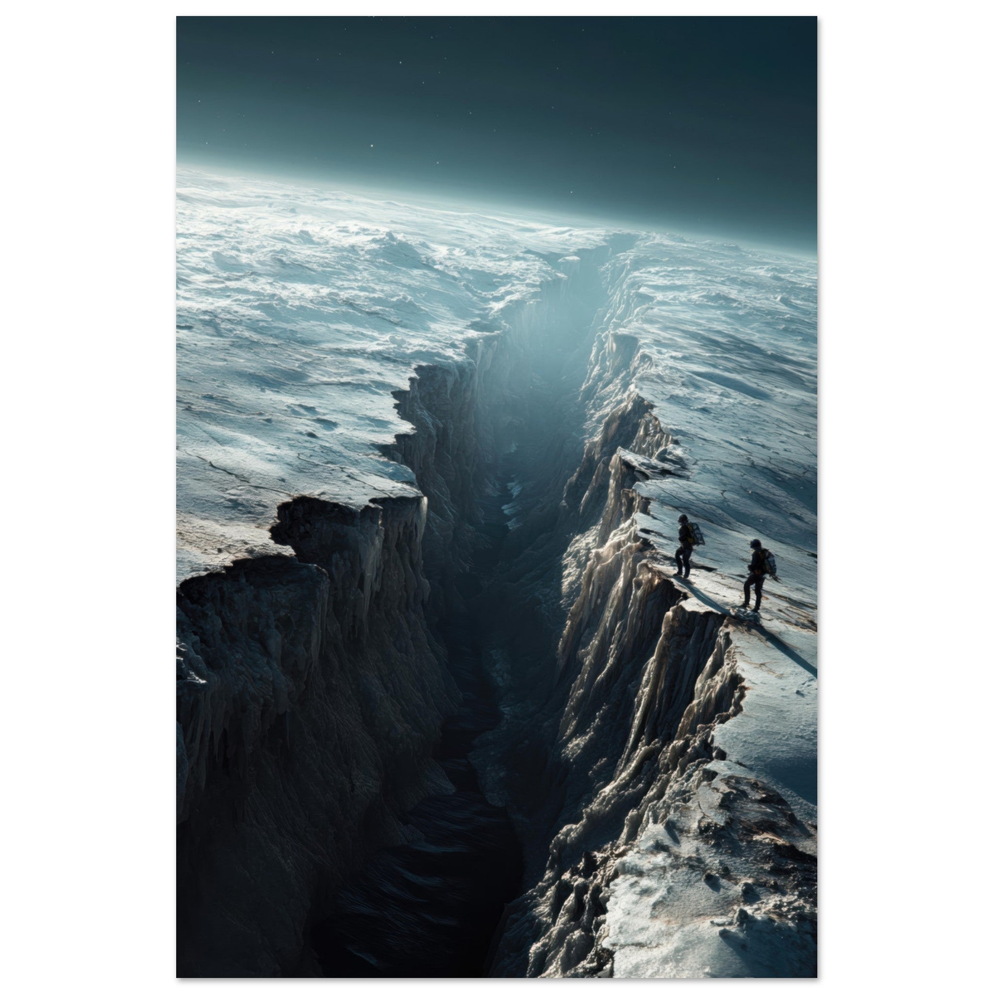 Fine Art Poster Portrait - The Frozen Wasteland of Europa An expedition tea - Shop Ai Art WebShop - Digital Art online Store