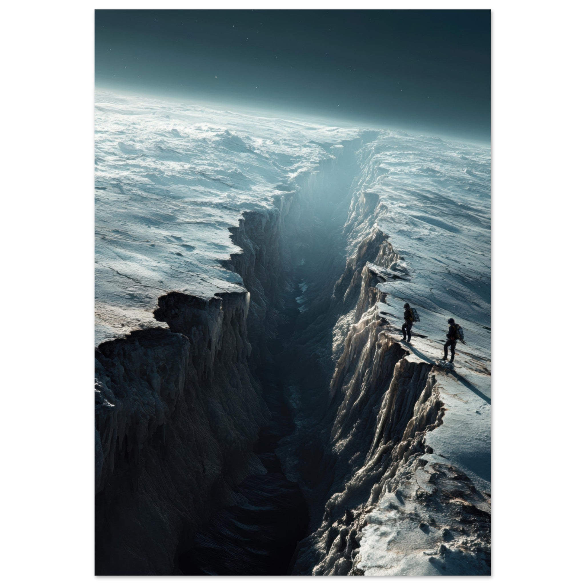 Fine Art Poster Portrait - The Frozen Wasteland of Europa An expedition tea - Shop Ai Art WebShop - Digital Art online Store