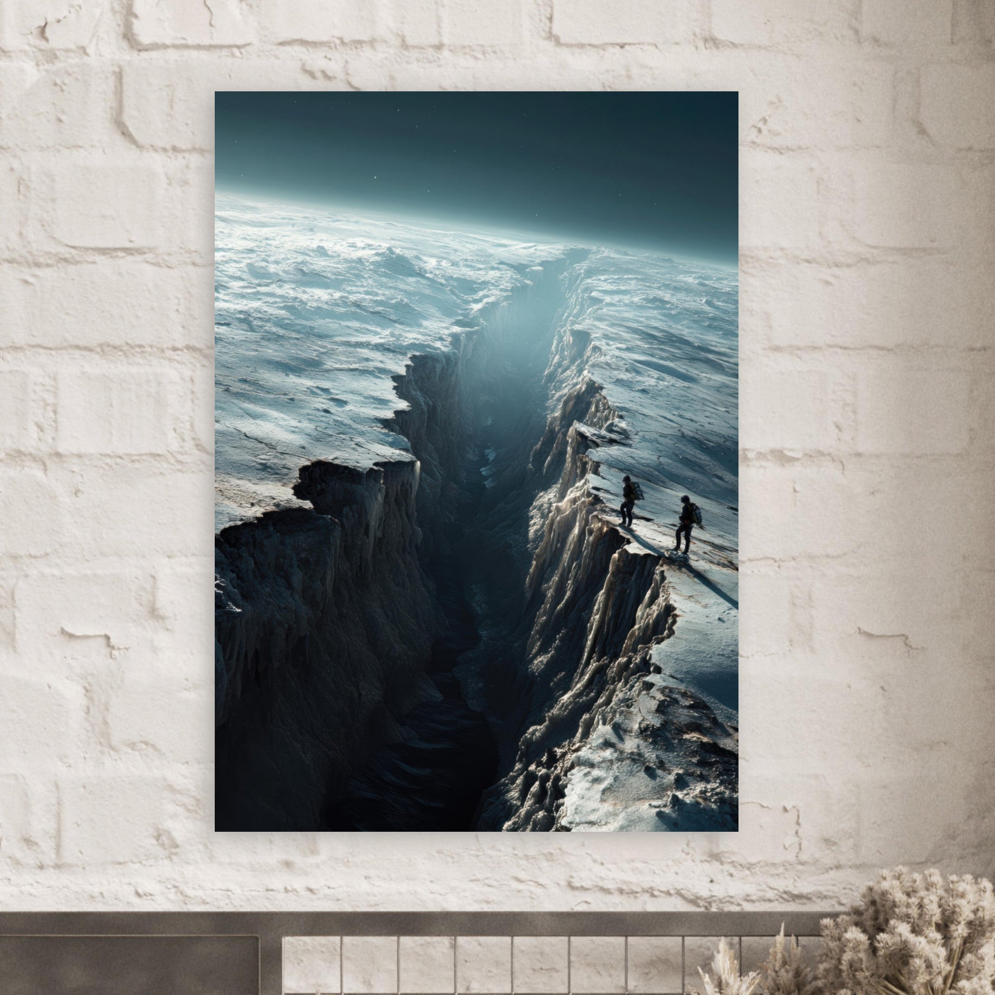 Fine Art Poster Portrait - The Frozen Wasteland of Europa An expedition tea - Shop Ai Art WebShop - Digital Art online Store