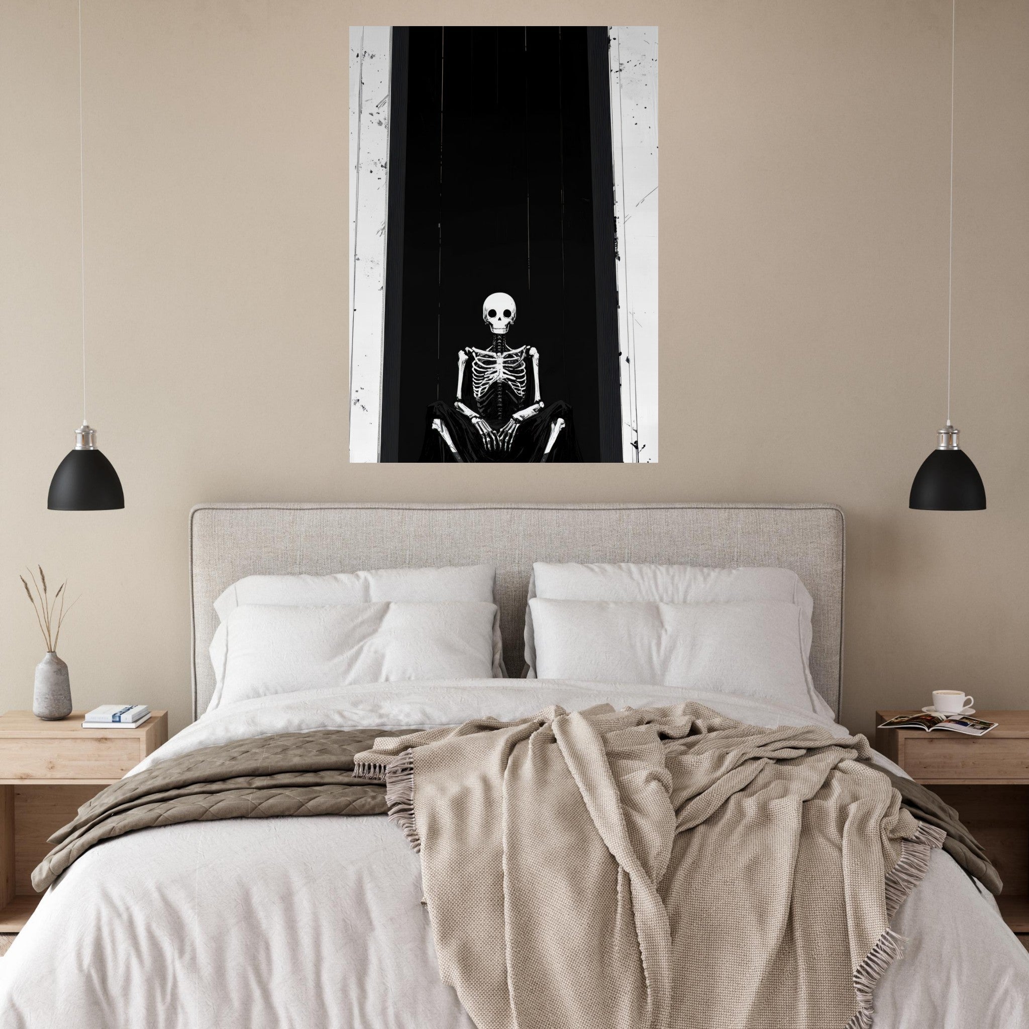 Fine Art Poster Portrait - The Hollow King A haunting minimalist piece feat - Shop Ai Art WebShop - Digital Art online Store