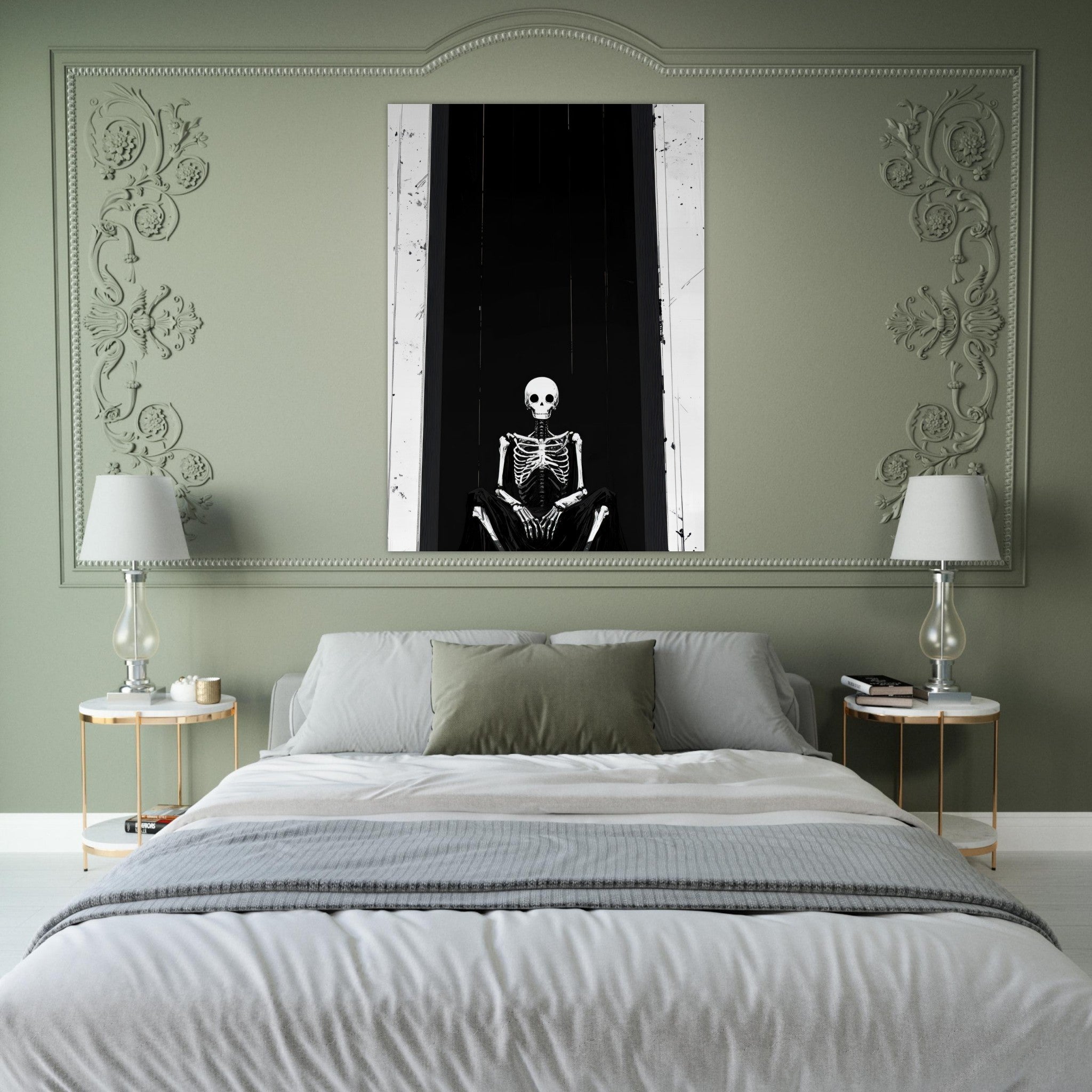 Fine Art Poster Portrait - The Hollow King A haunting minimalist piece feat - Shop Ai Art WebShop - Digital Art online Store