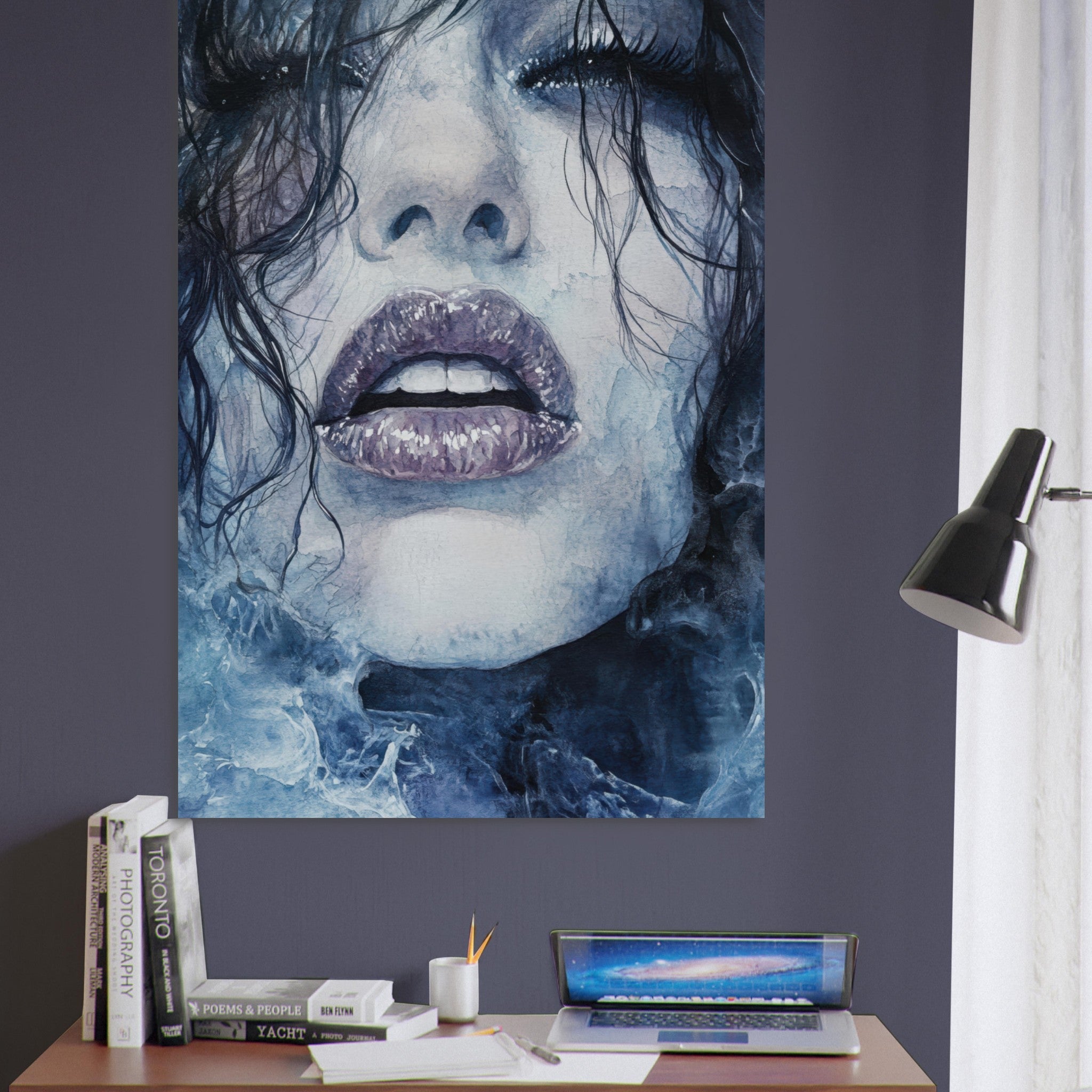 Fine Art Poster Portrait - The Sirens Lament Gothic Watercolor Extreme Los 4 - Shop Ai Art WebShop - Digital Art online Store