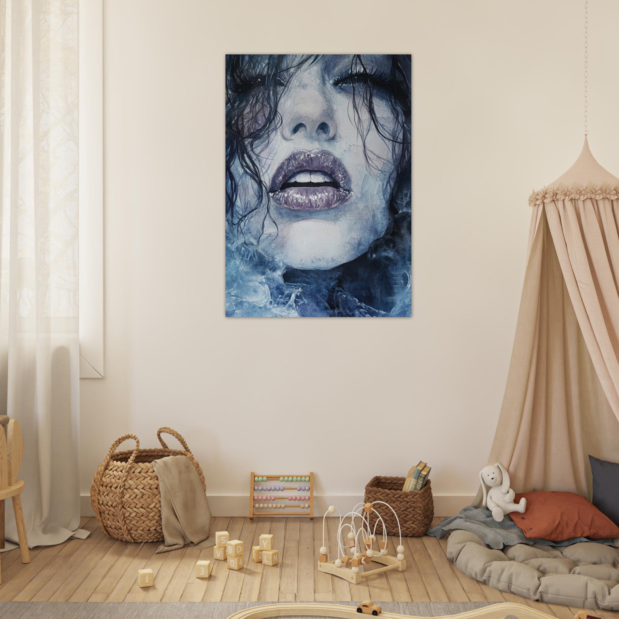 Fine Art Poster Portrait - The Sirens Lament Gothic Watercolor Extreme Los 4 - Shop Ai Art WebShop - Digital Art online Store