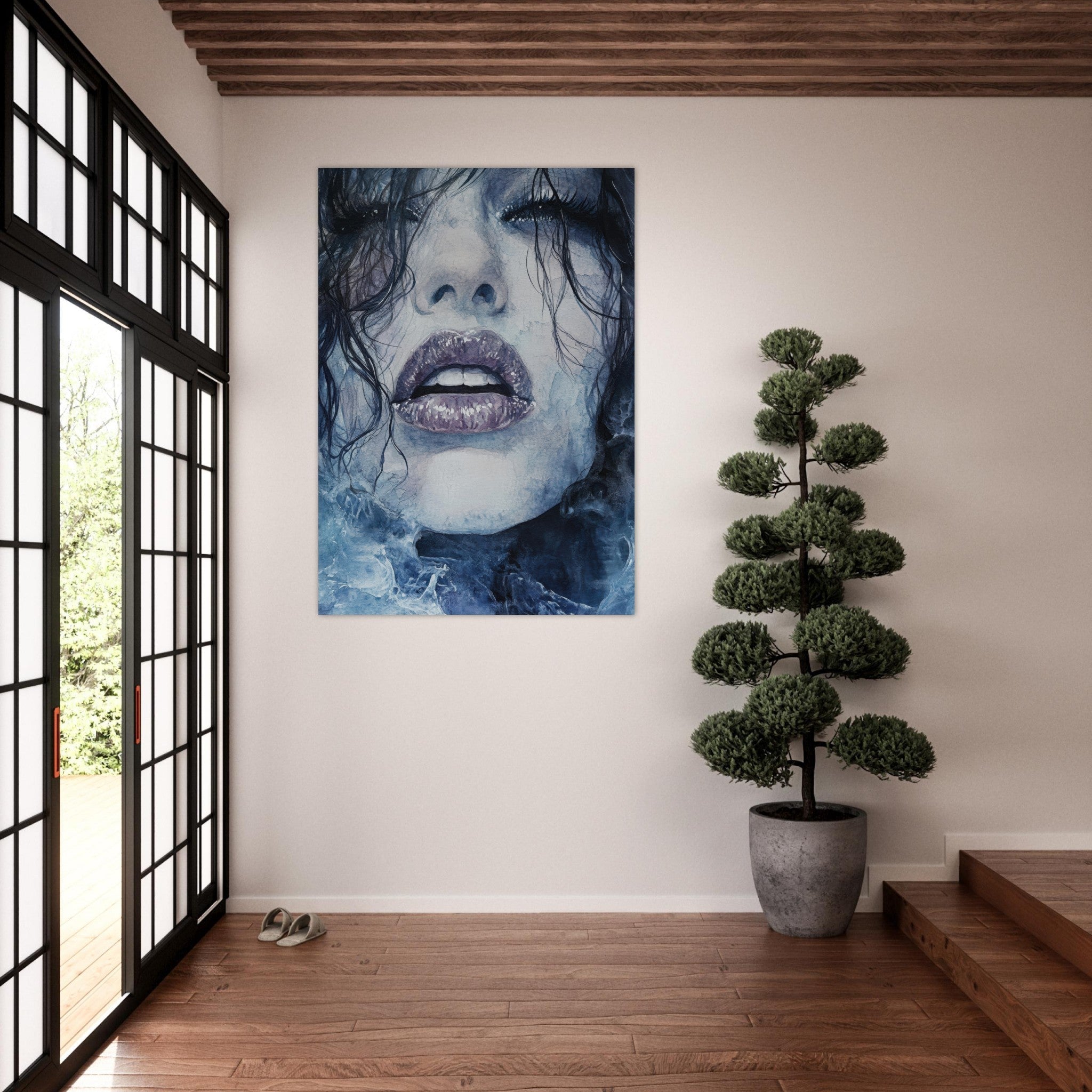 Fine Art Poster Portrait - The Sirens Lament Gothic Watercolor Extreme Los 4 - Shop Ai Art WebShop - Digital Art online Store