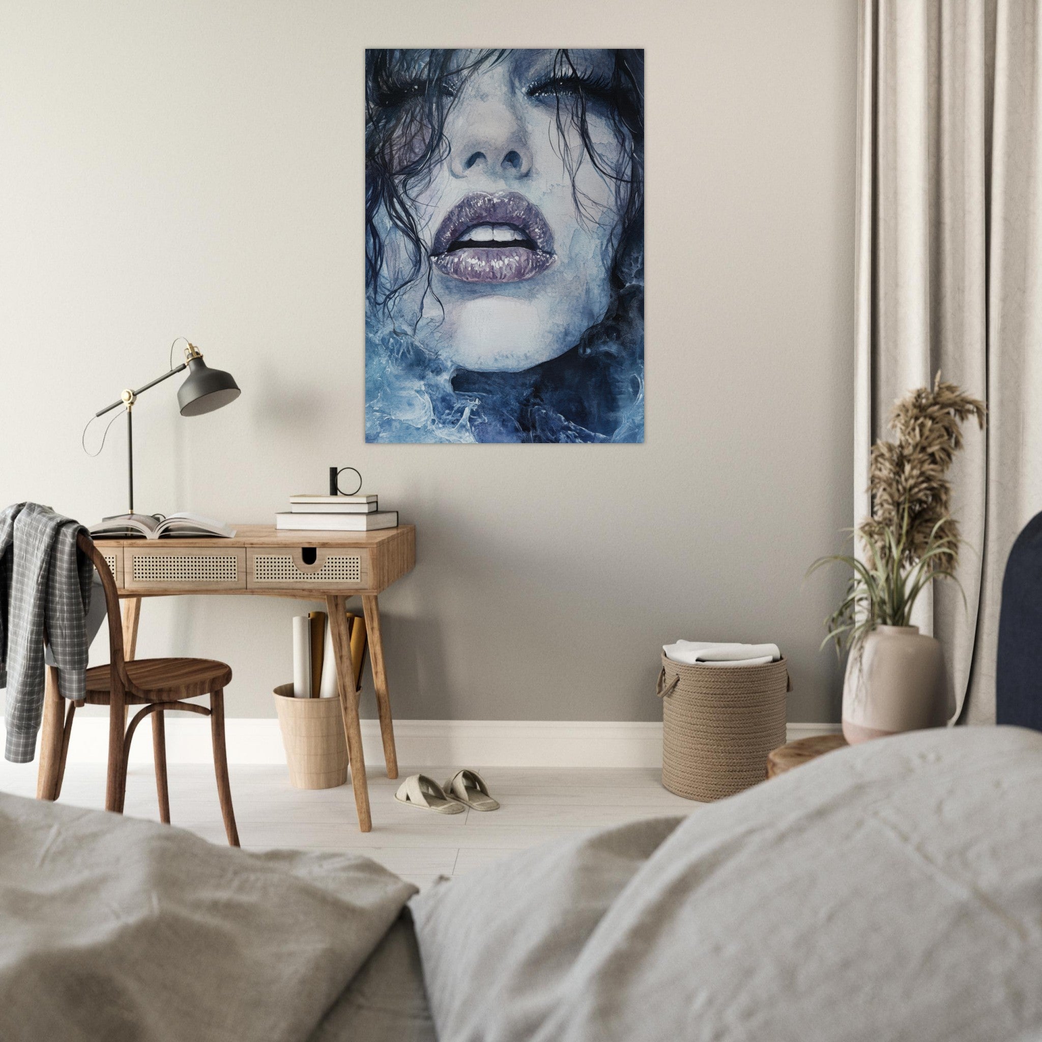 Fine Art Poster Portrait - The Sirens Lament Gothic Watercolor Extreme Los 4 - Shop Ai Art WebShop - Digital Art online Store