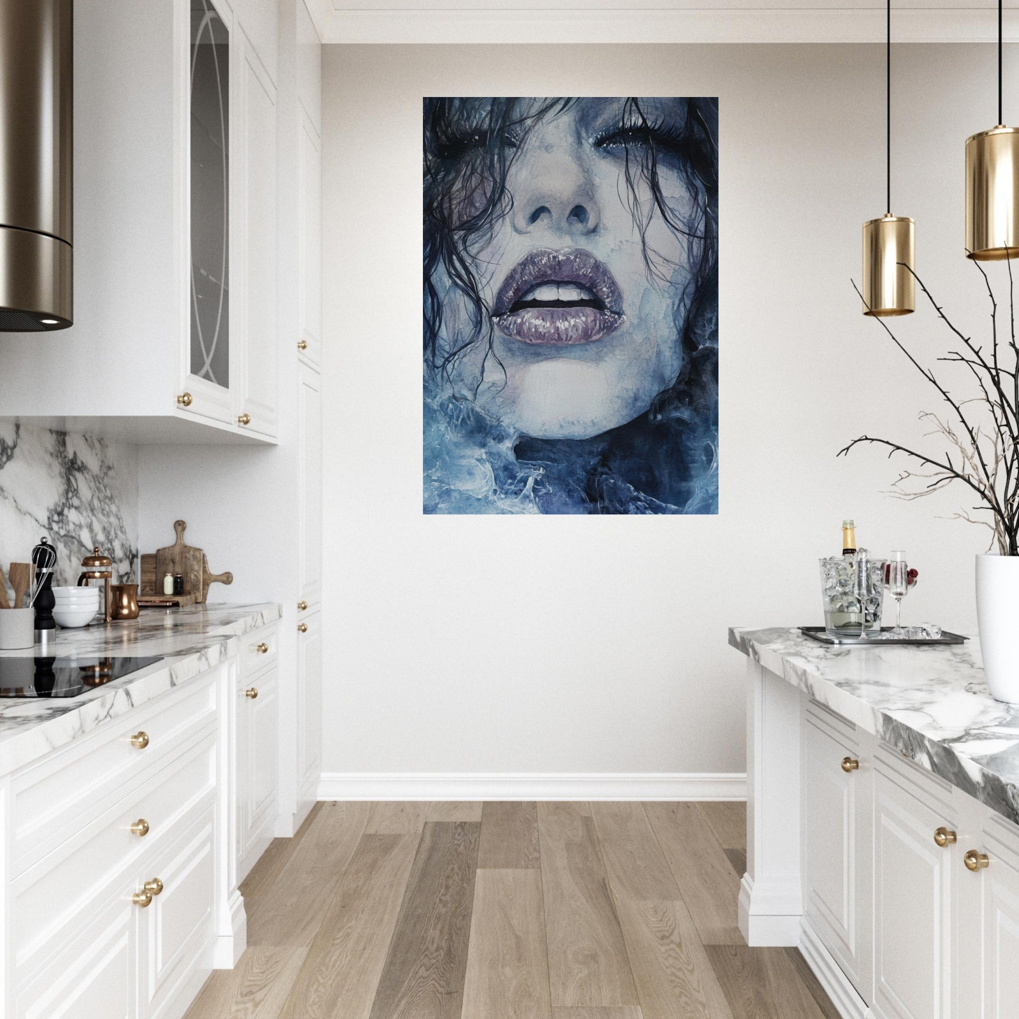 Fine Art Poster Portrait - The Sirens Lament Gothic Watercolor Extreme Los 4 - Shop Ai Art WebShop - Digital Art online Store
