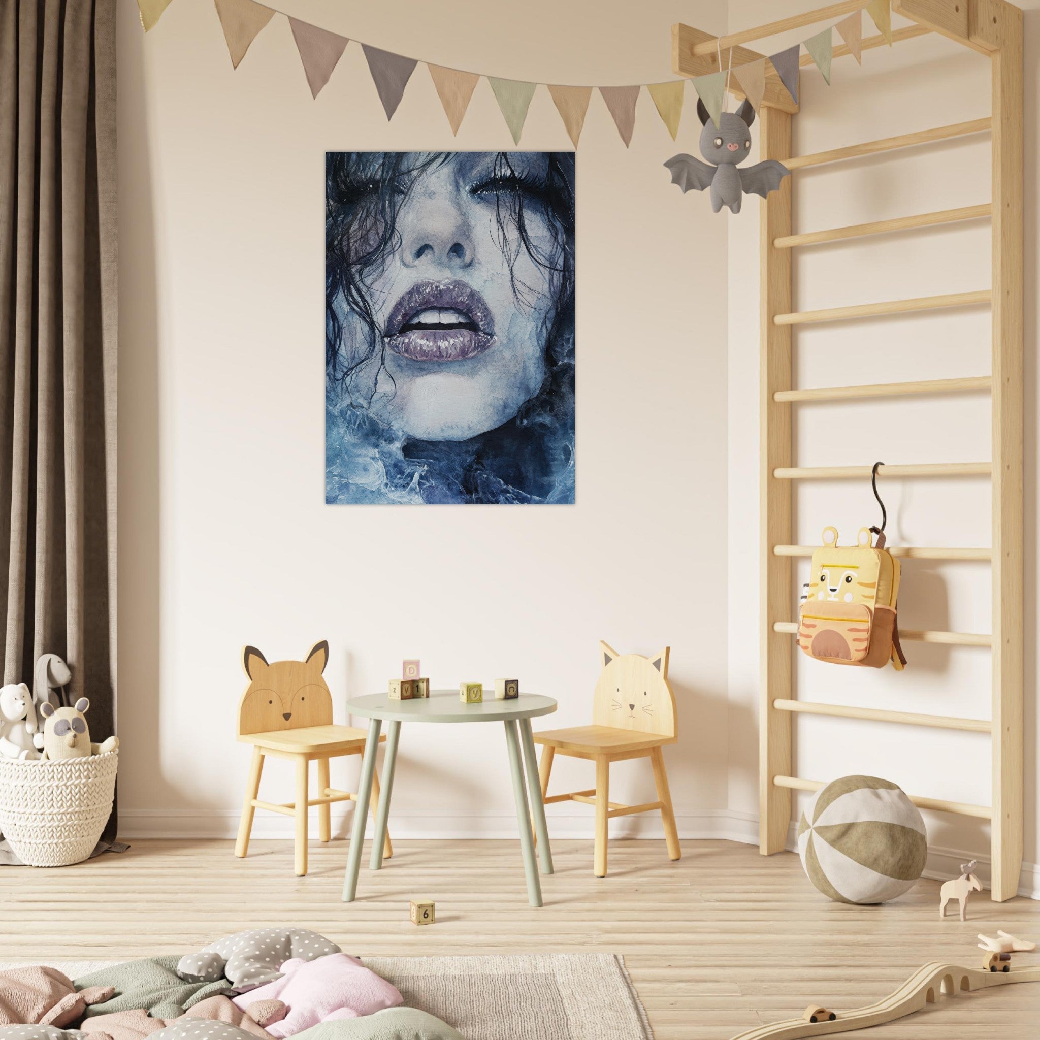 Fine Art Poster Portrait - The Sirens Lament Gothic Watercolor Extreme Los 4 - Shop Ai Art WebShop - Digital Art online Store