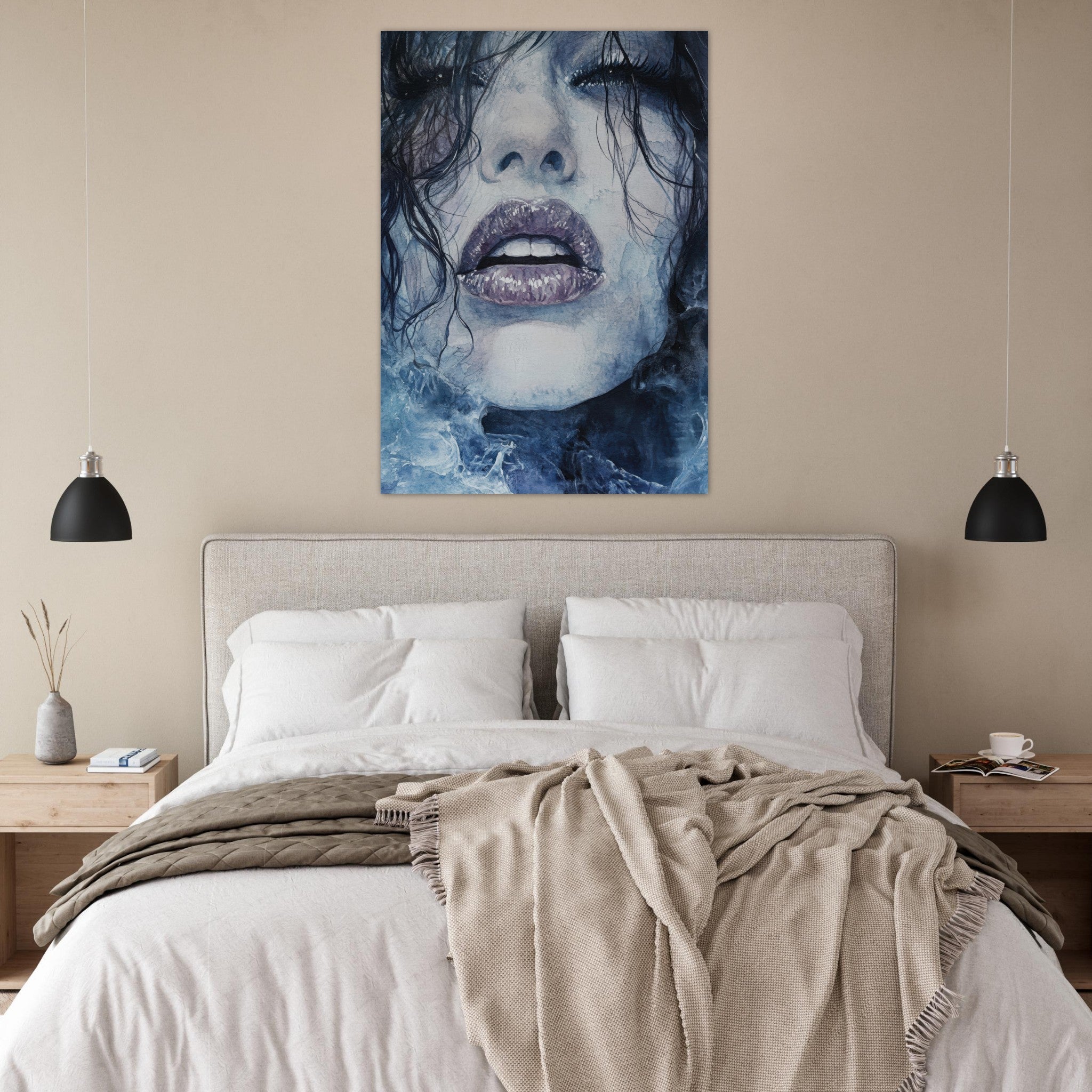 Fine Art Poster Portrait - The Sirens Lament Gothic Watercolor Extreme Los 4 - Shop Ai Art WebShop - Digital Art online Store