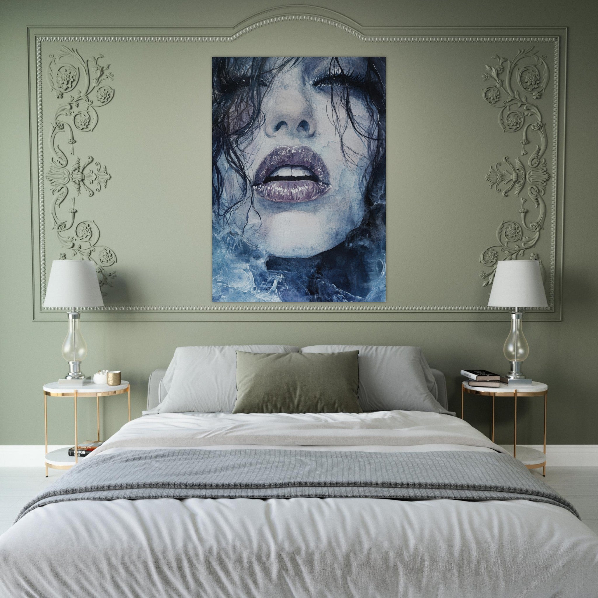 Fine Art Poster Portrait - The Sirens Lament Gothic Watercolor Extreme Los 4 - Shop Ai Art WebShop - Digital Art online Store