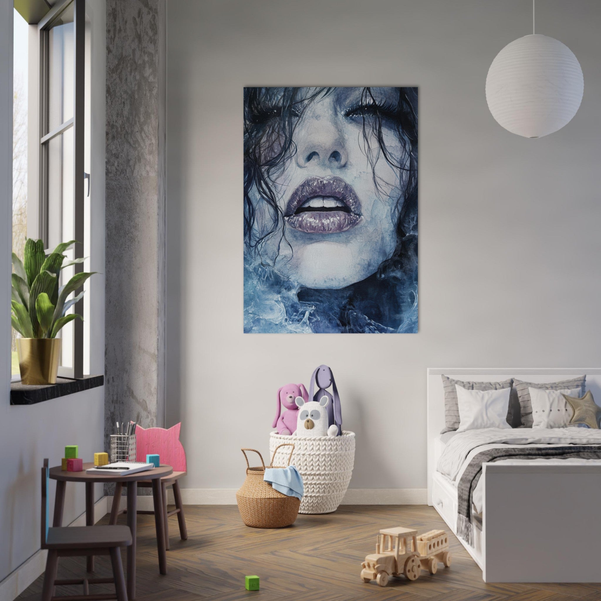 Fine Art Poster Portrait - The Sirens Lament Gothic Watercolor Extreme Los 4 - Shop Ai Art WebShop - Digital Art online Store