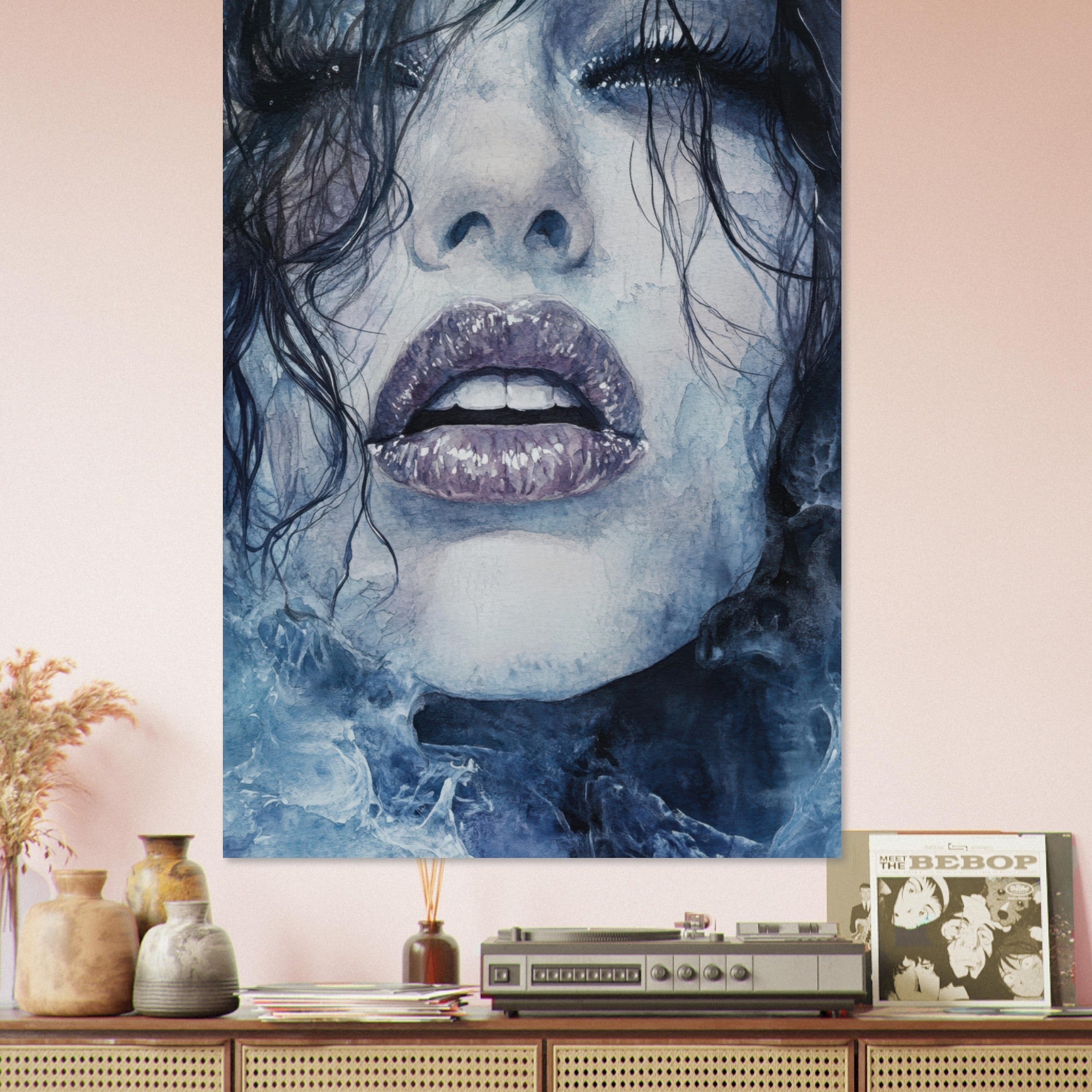Fine Art Poster Portrait - The Sirens Lament Gothic Watercolor Extreme Los 4 - Shop Ai Art WebShop - Digital Art online Store