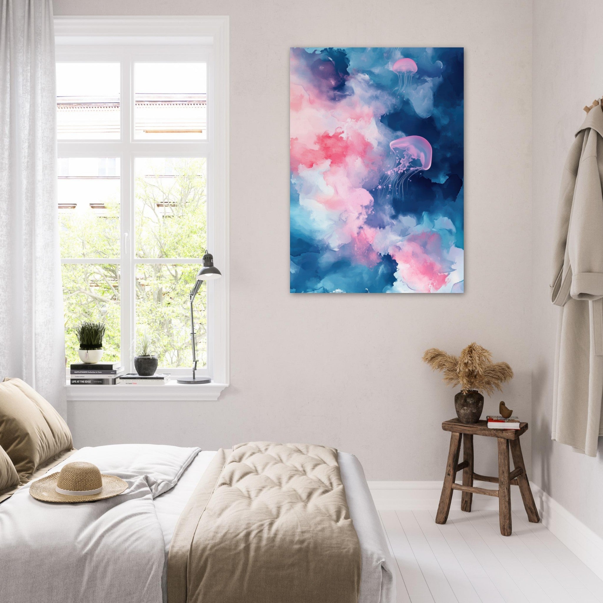 Fine Art Poster Portrait - Watercolor Jellyfish Drift Graceful jellyfish - Shop Ai Art WebShop - Digital Art online Store