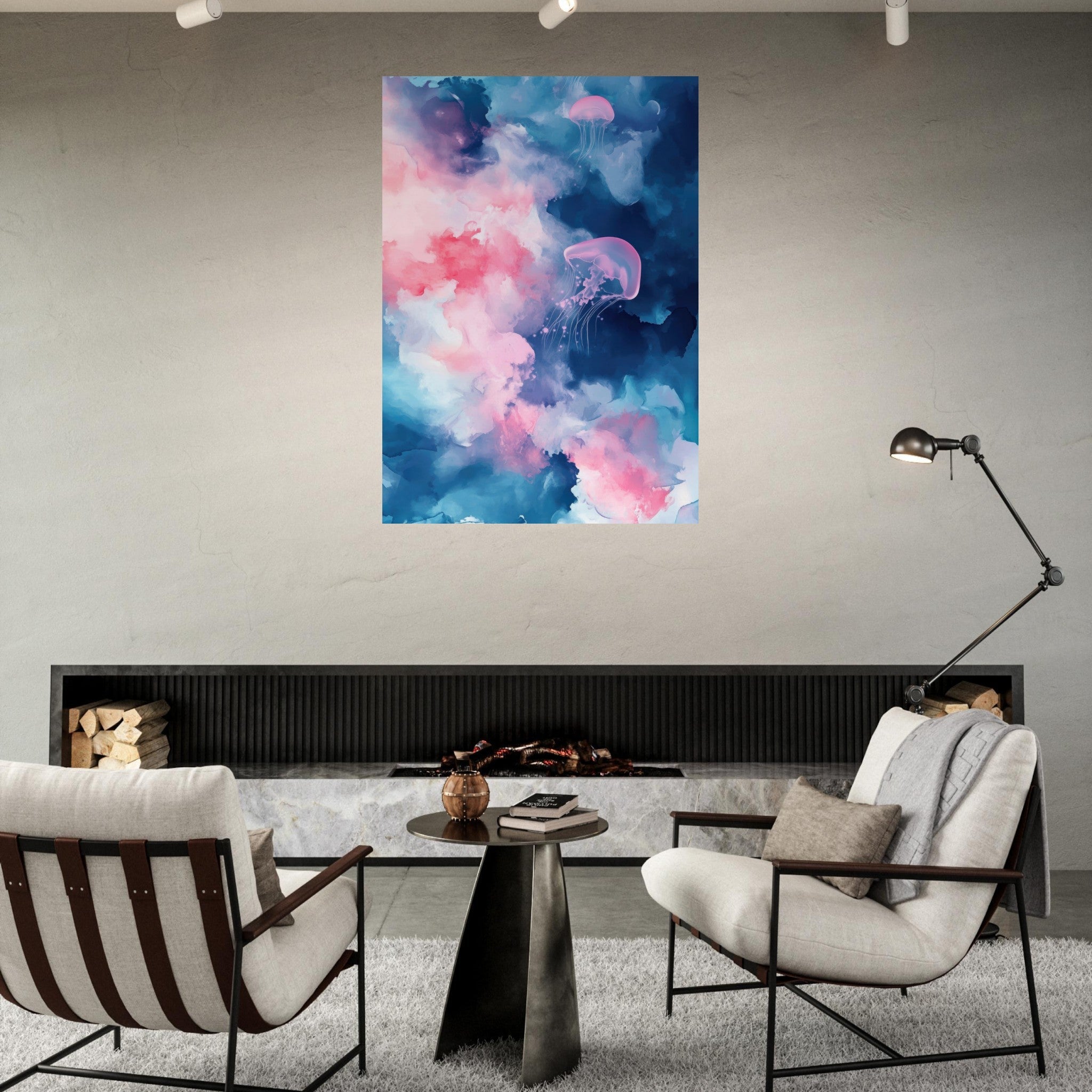 Fine Art Poster Portrait - Watercolor Jellyfish Drift Graceful jellyfish - Shop Ai Art WebShop - Digital Art online Store
