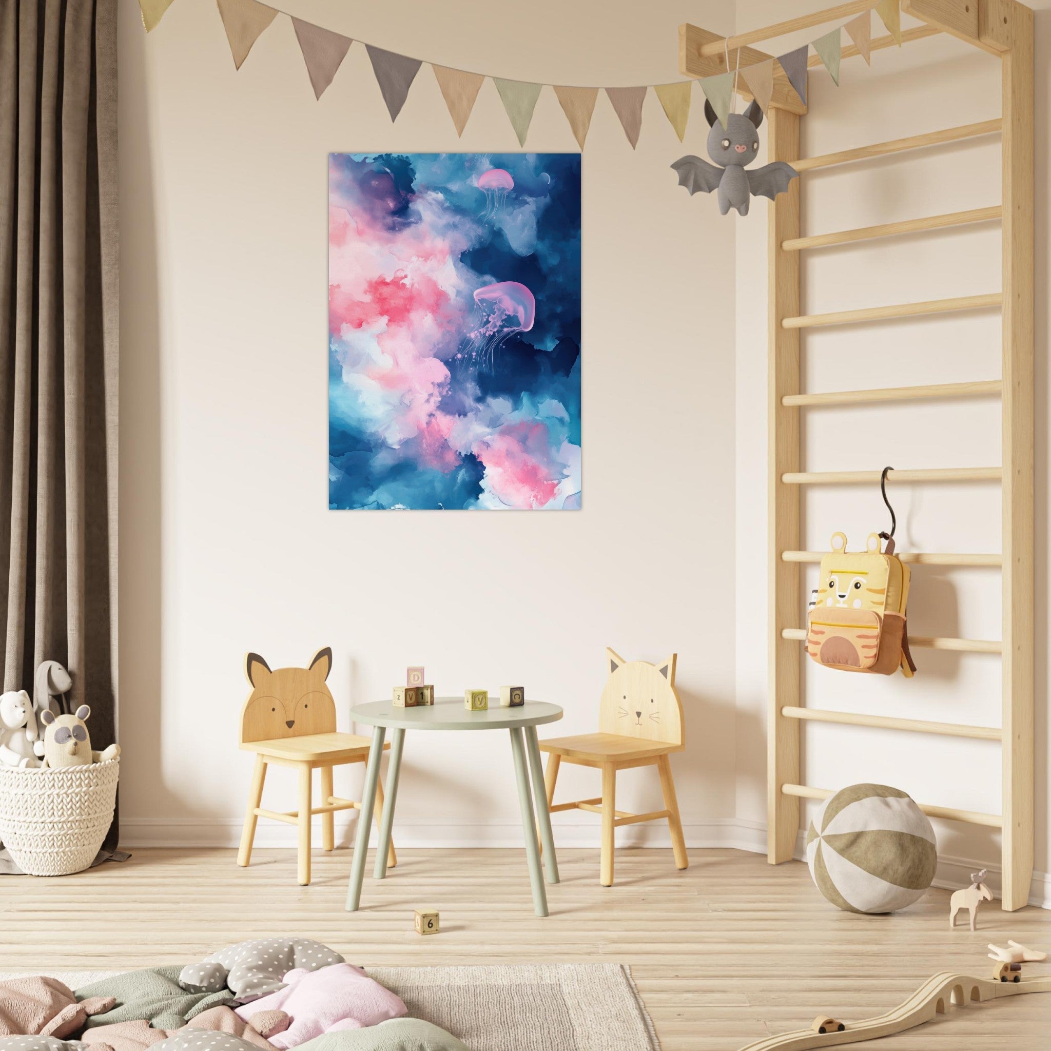 Fine Art Poster Portrait - Watercolor Jellyfish Drift Graceful jellyfish - Shop Ai Art WebShop - Digital Art online Store
