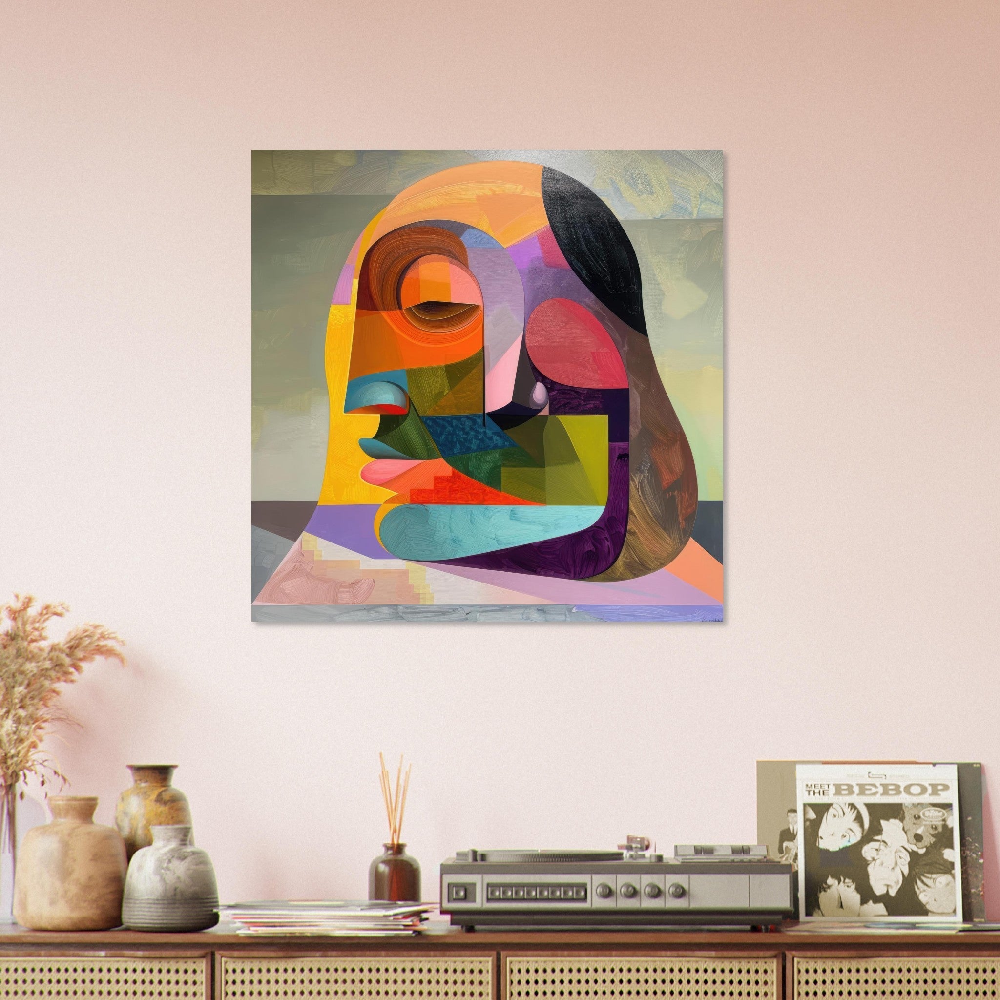 Fine Art Poster Square - African Face in Abstract Style painting - Shop Ai Art WebShop - Digital Art online Store