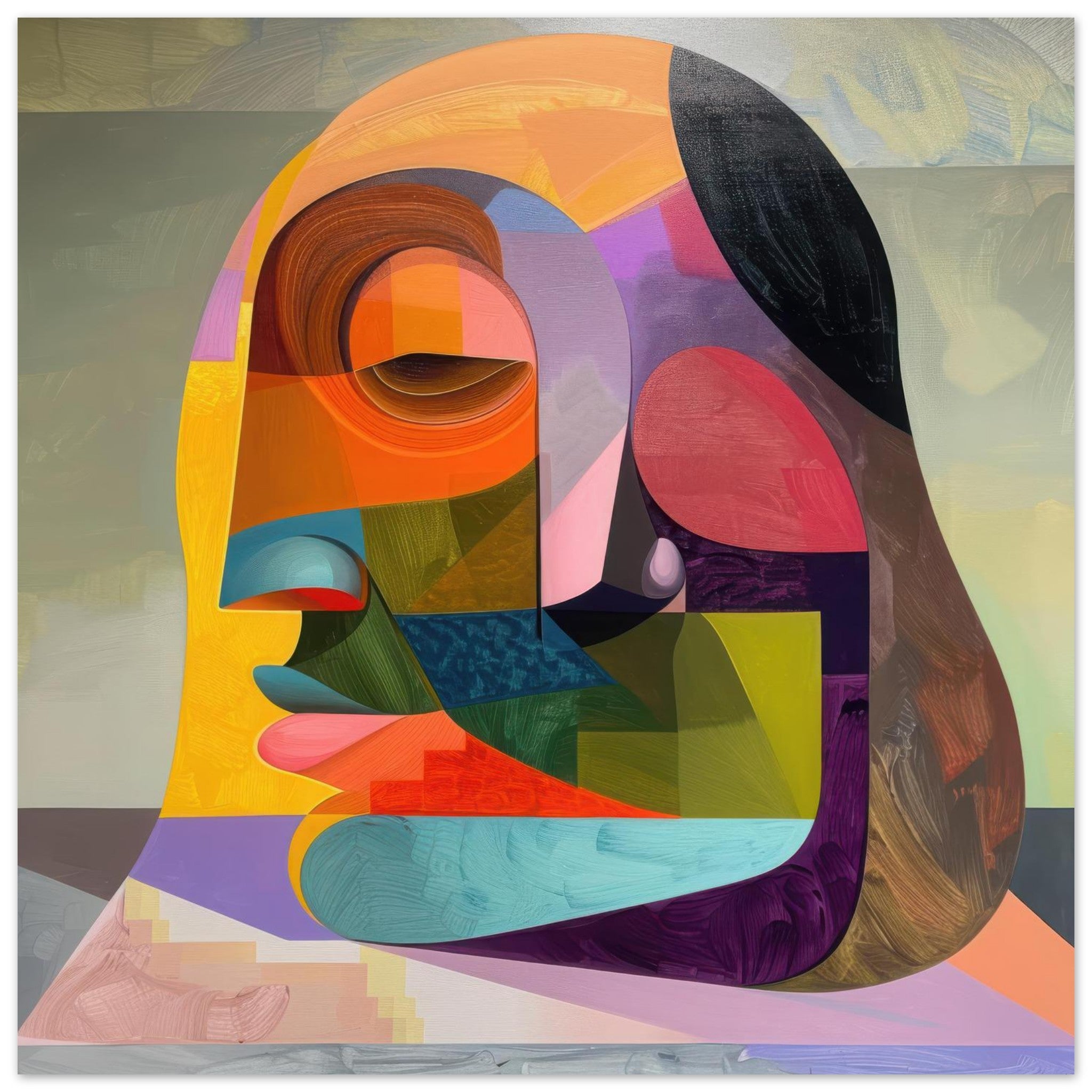 Fine Art Poster Square - African Face in Abstract Style painting - Shop Ai Art WebShop - Digital Art online Store