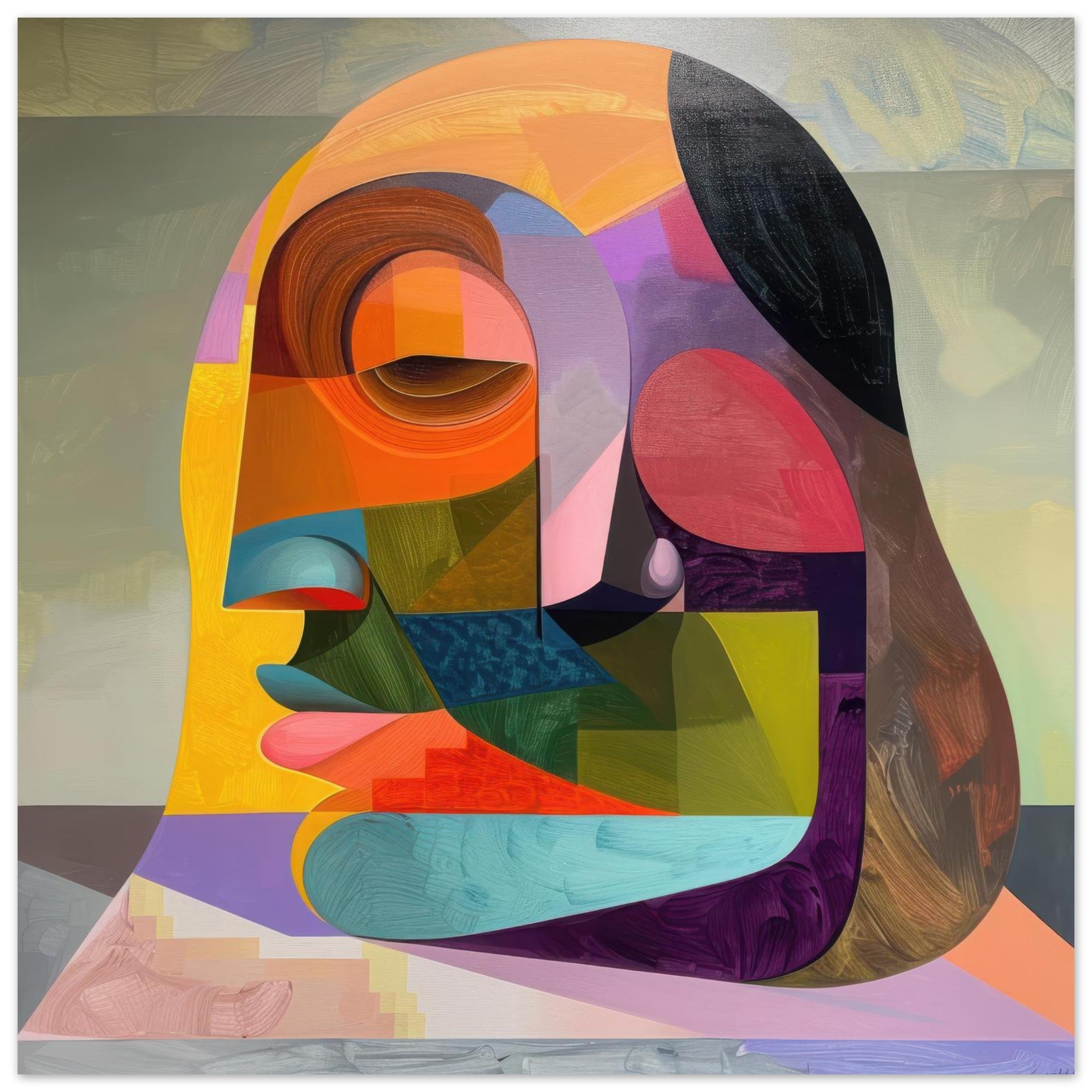 Fine Art Poster Square - African Face in Abstract Style painting - Shop Ai Art WebShop - Digital Art online Store