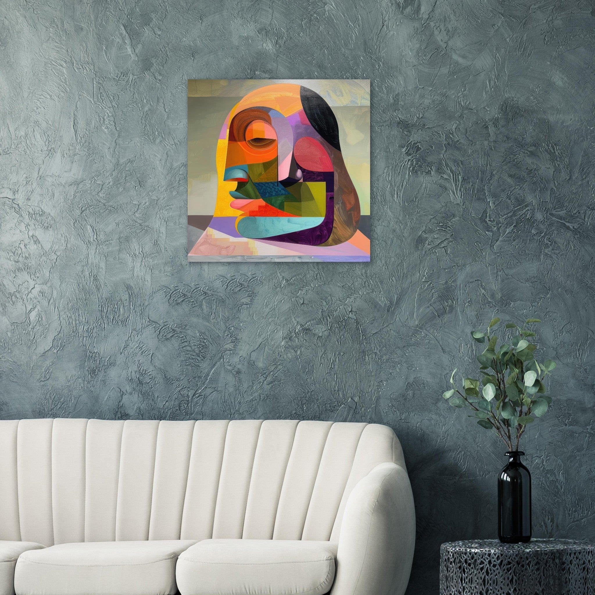 Fine Art Poster Square - African Face in Abstract Style painting - Shop Ai Art WebShop - Digital Art online Store