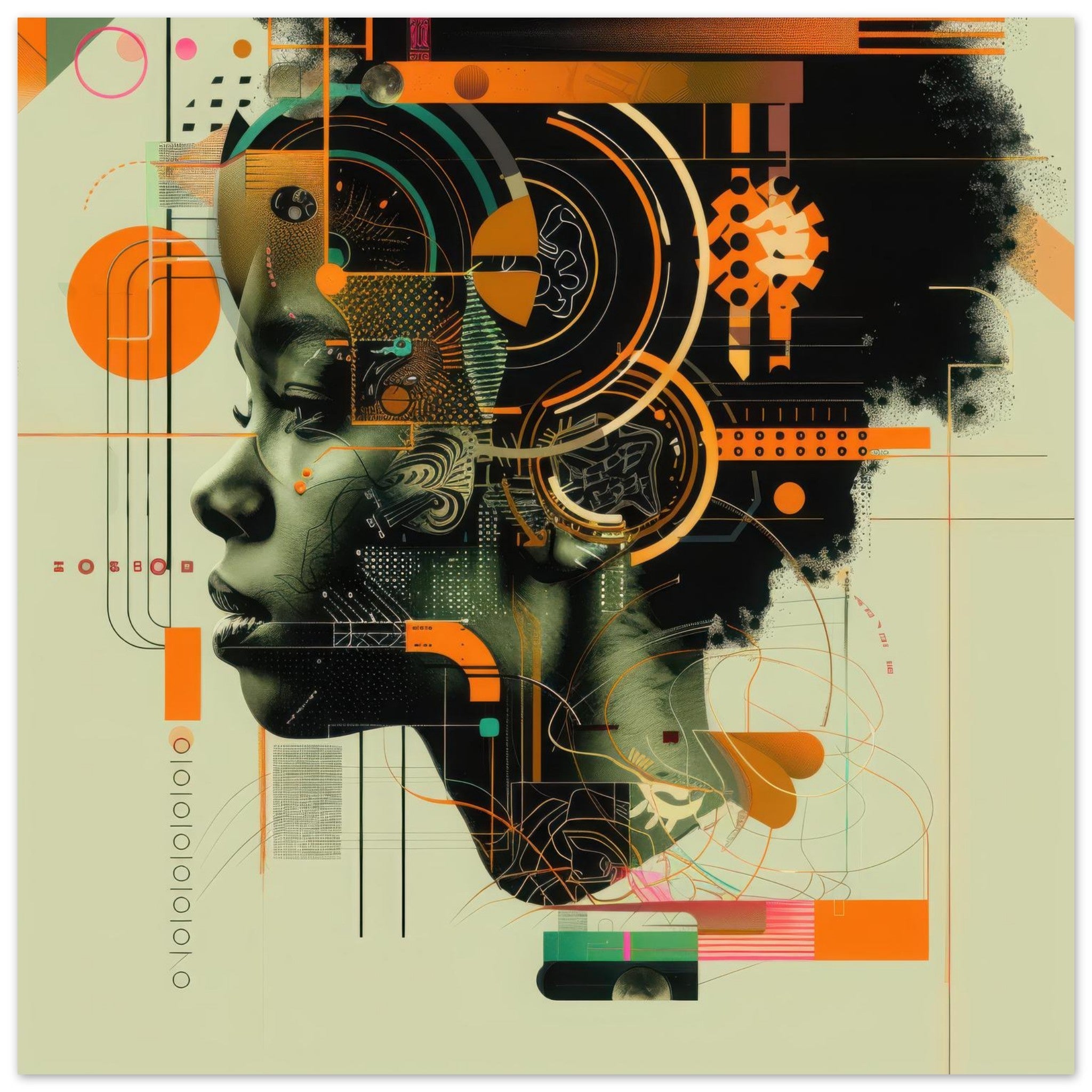 Fine Art Poster Square - Afrofuturism swedish sharkansas in abstract styl 2 - Shop Ai Art WebShop - Digital Art online Store