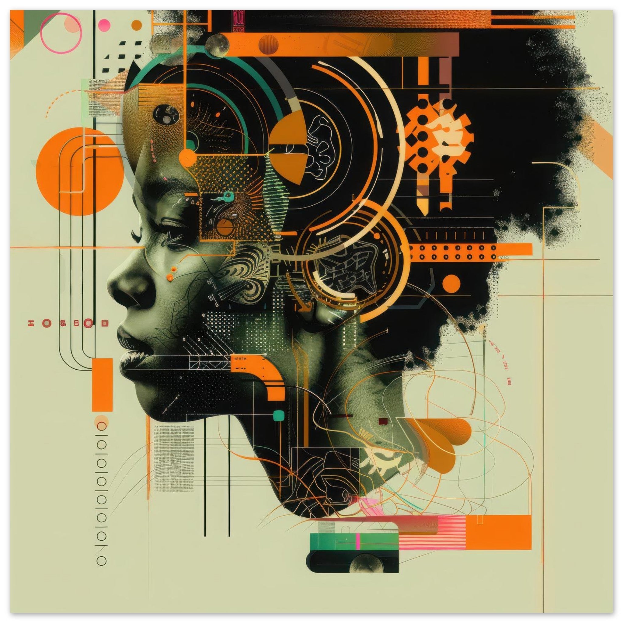 Fine Art Poster Square - Afrofuturism swedish sharkansas in abstract styl 2 - Shop Ai Art WebShop - Digital Art online Store
