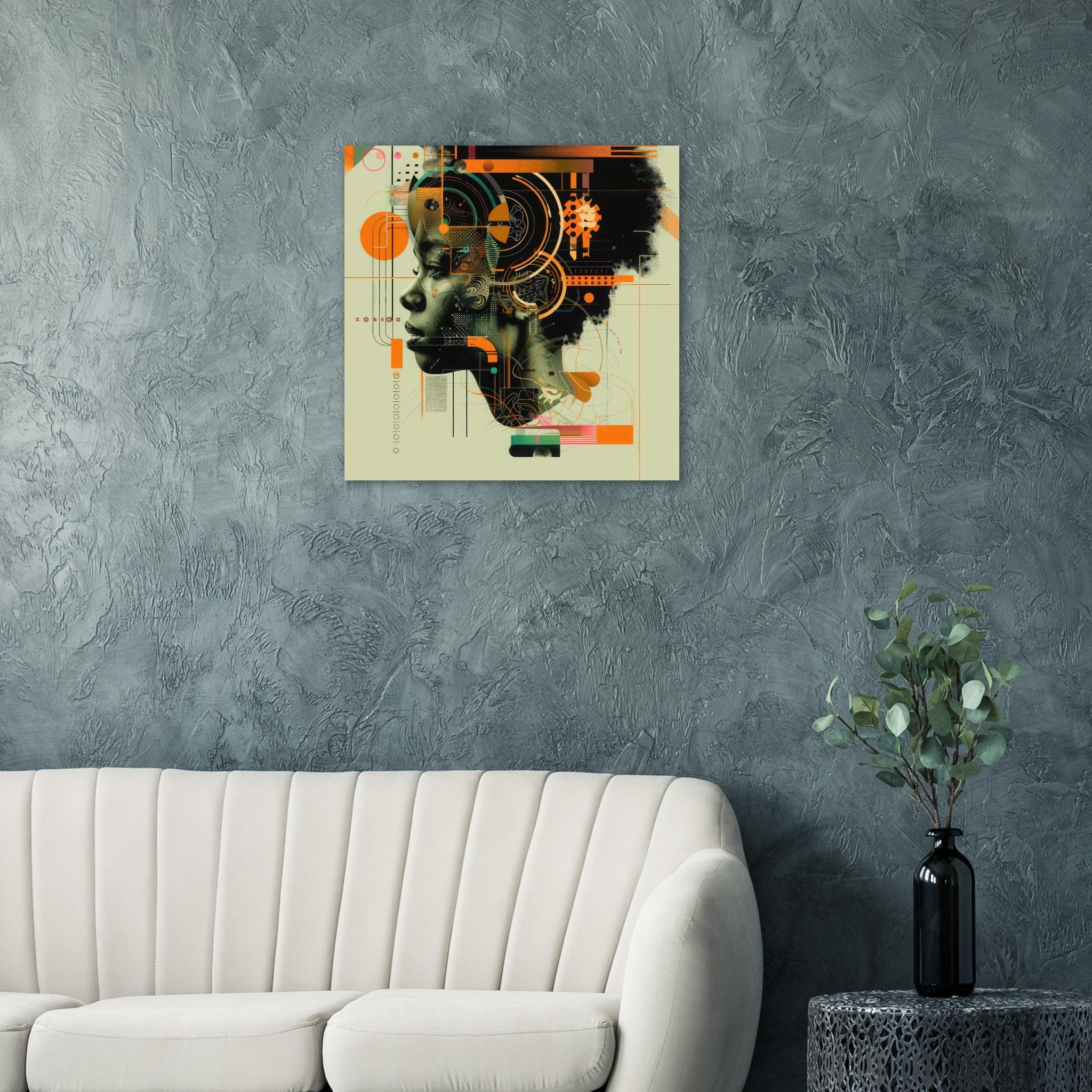 Fine Art Poster Square - Afrofuturism swedish sharkansas in abstract styl 2 - Shop Ai Art WebShop - Digital Art online Store