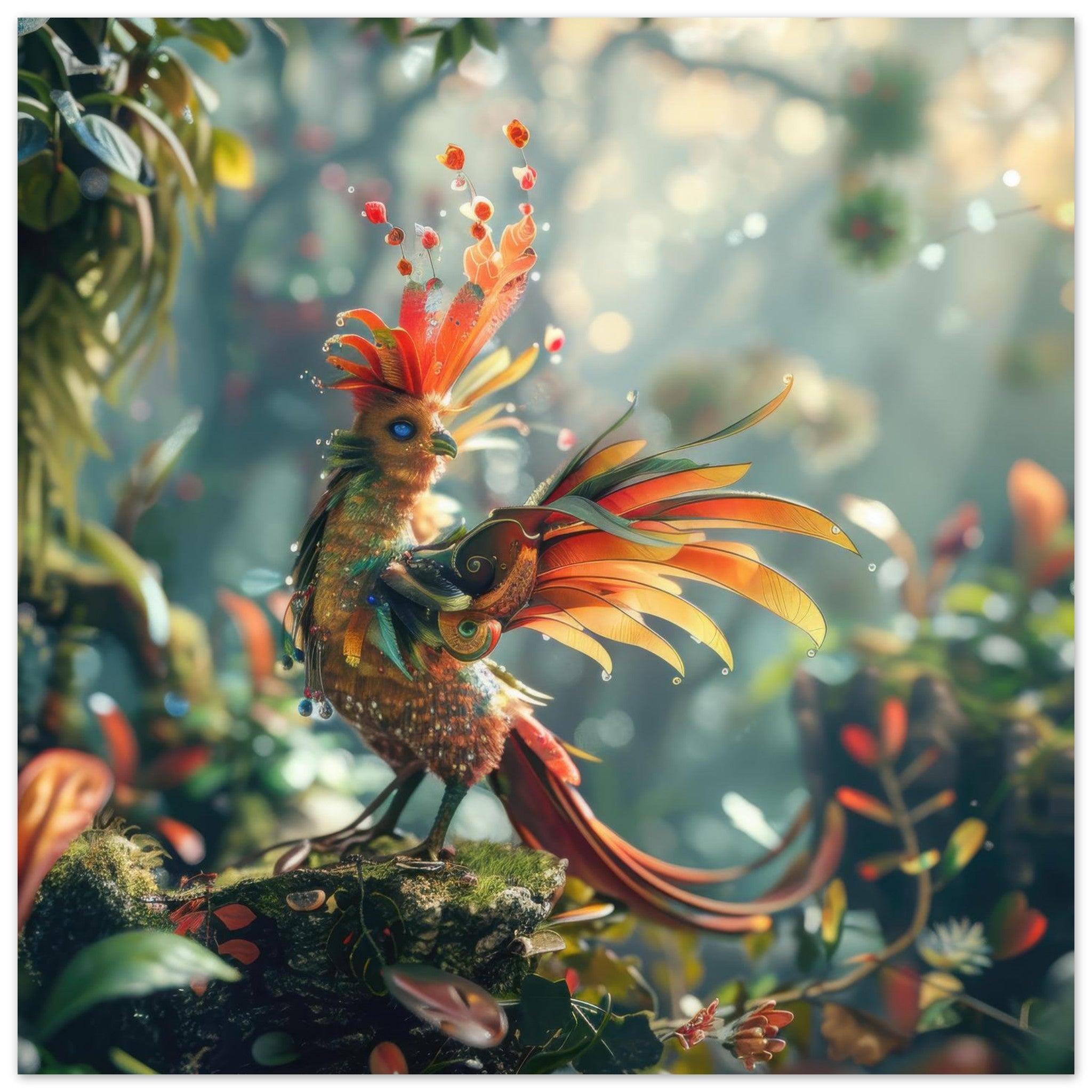 Fine Art Poster Square - Amazing fantasy world with fantasy creatures 55m birds 6 - Shop Ai Art WebShop - Digital Art online Store
