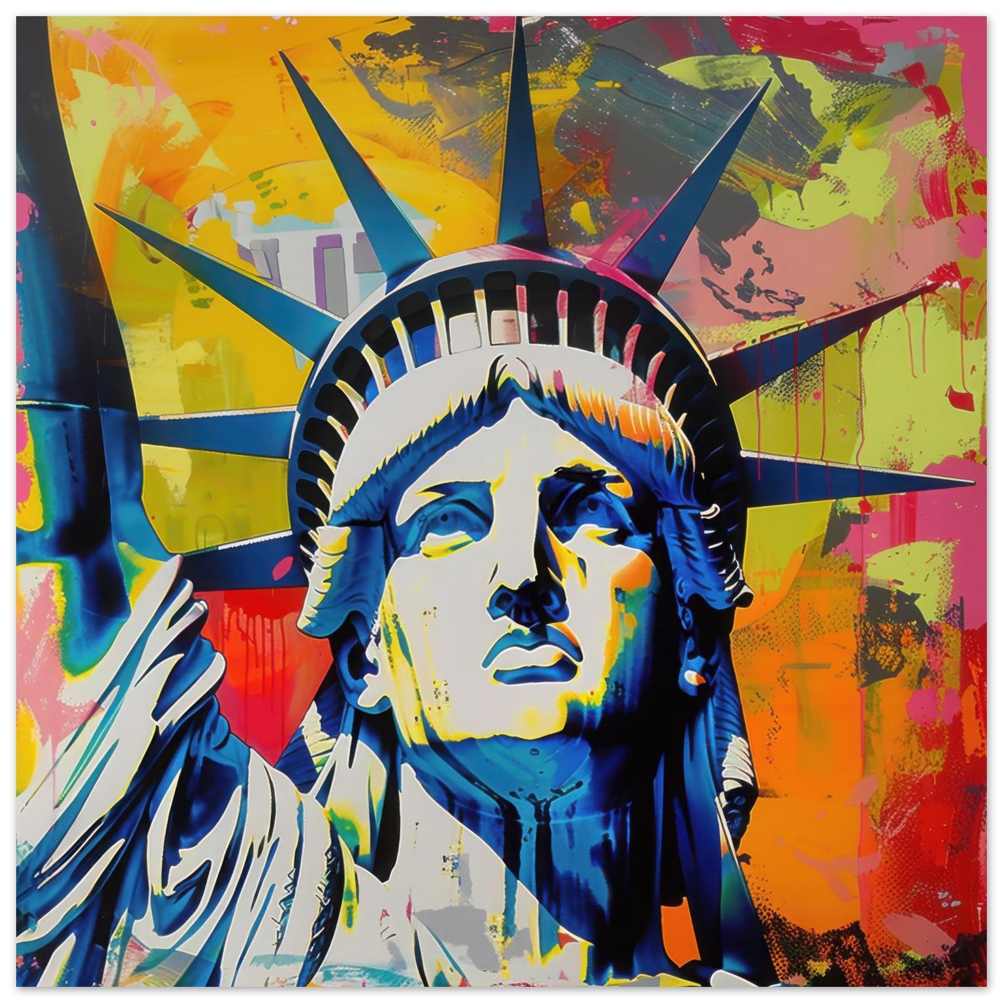 Fine Art Poster Square - American pop art abstract art style - Shop Ai Art WebShop - Digital Art online Store