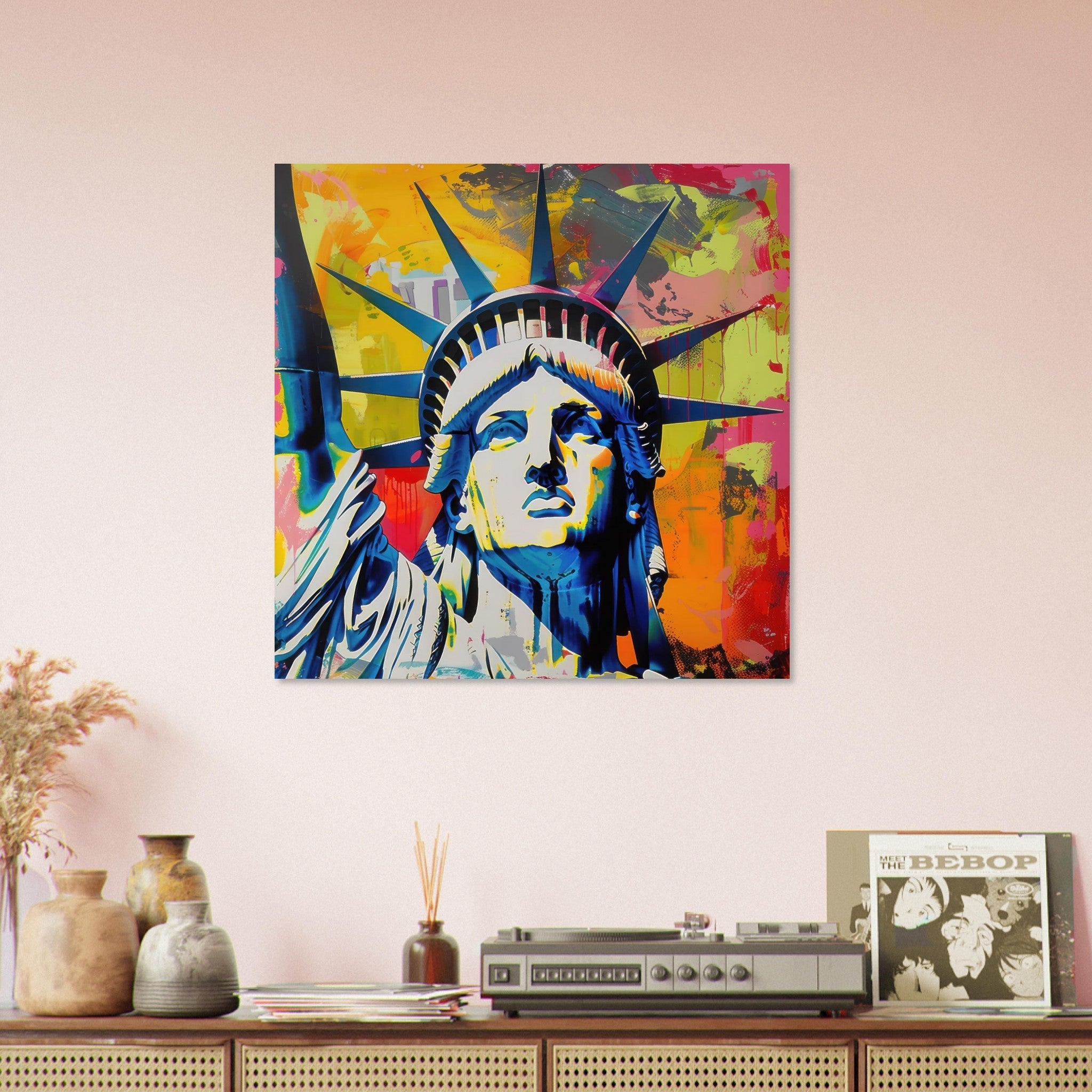 Fine Art Poster Square - American pop art abstract art style - Shop Ai Art WebShop - Digital Art online Store
