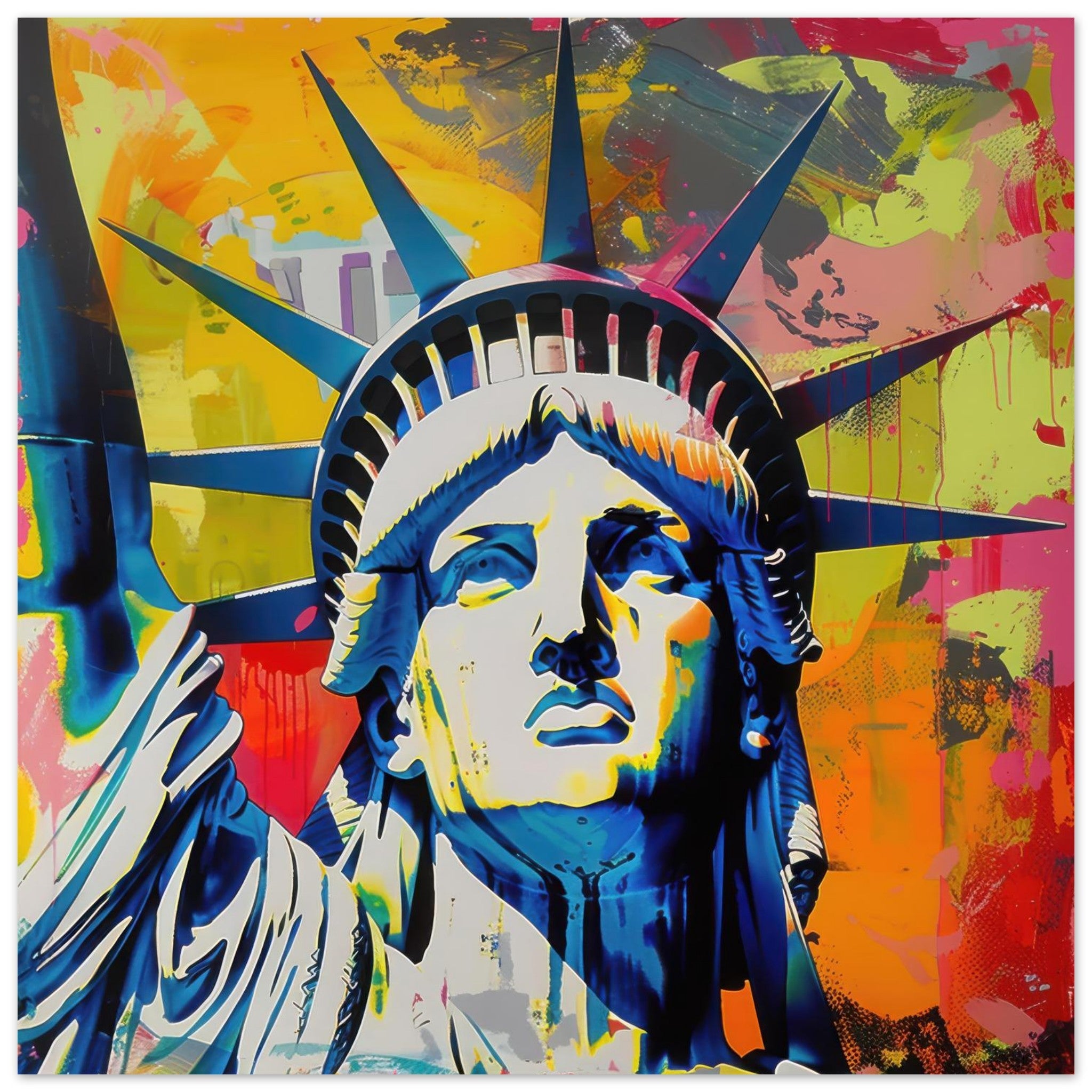 Fine Art Poster Square - American pop art abstract art style - Shop Ai Art WebShop - Digital Art online Store